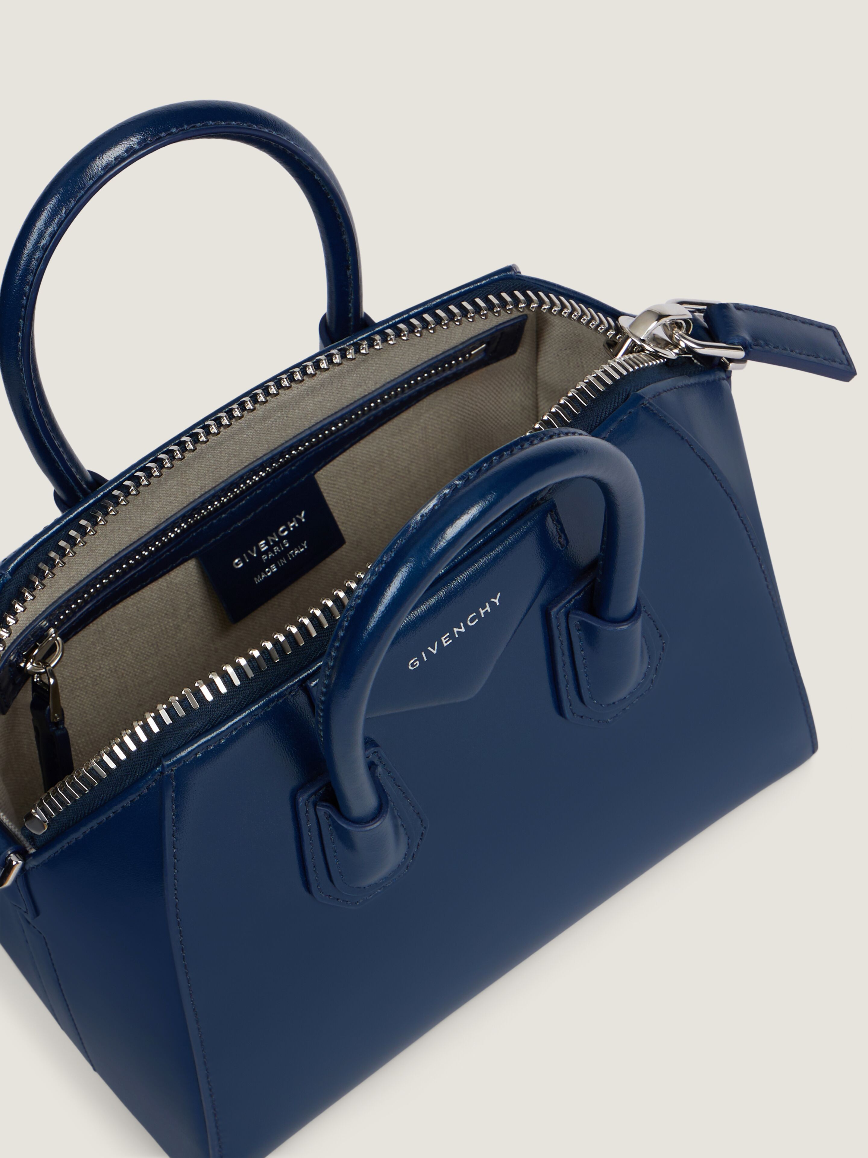 Mini Antigona bag in Box leather in - saphir blue - BB5148B00D-470