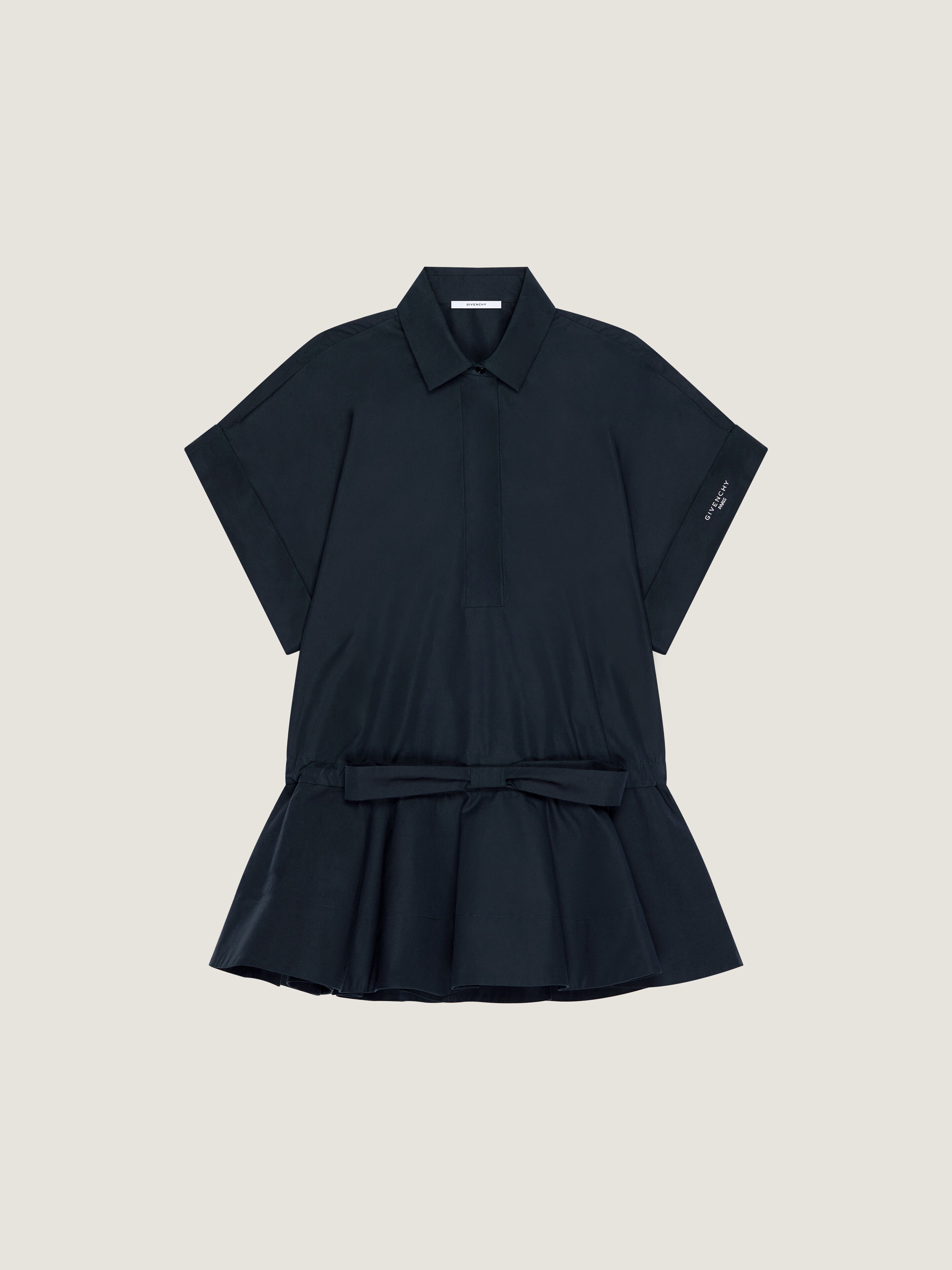 Givenchy Mini Shirt Dress In Poplin With Bow In Multicolor