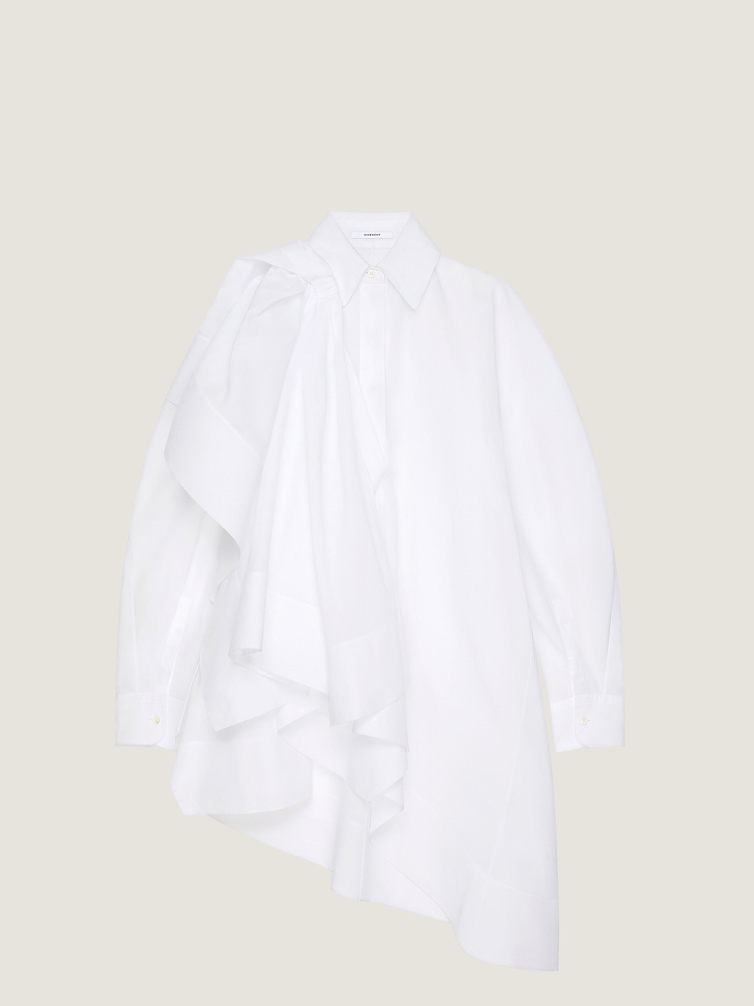 givenchy white shirt dress Asymmetric shirt dress in cotton with bow detail