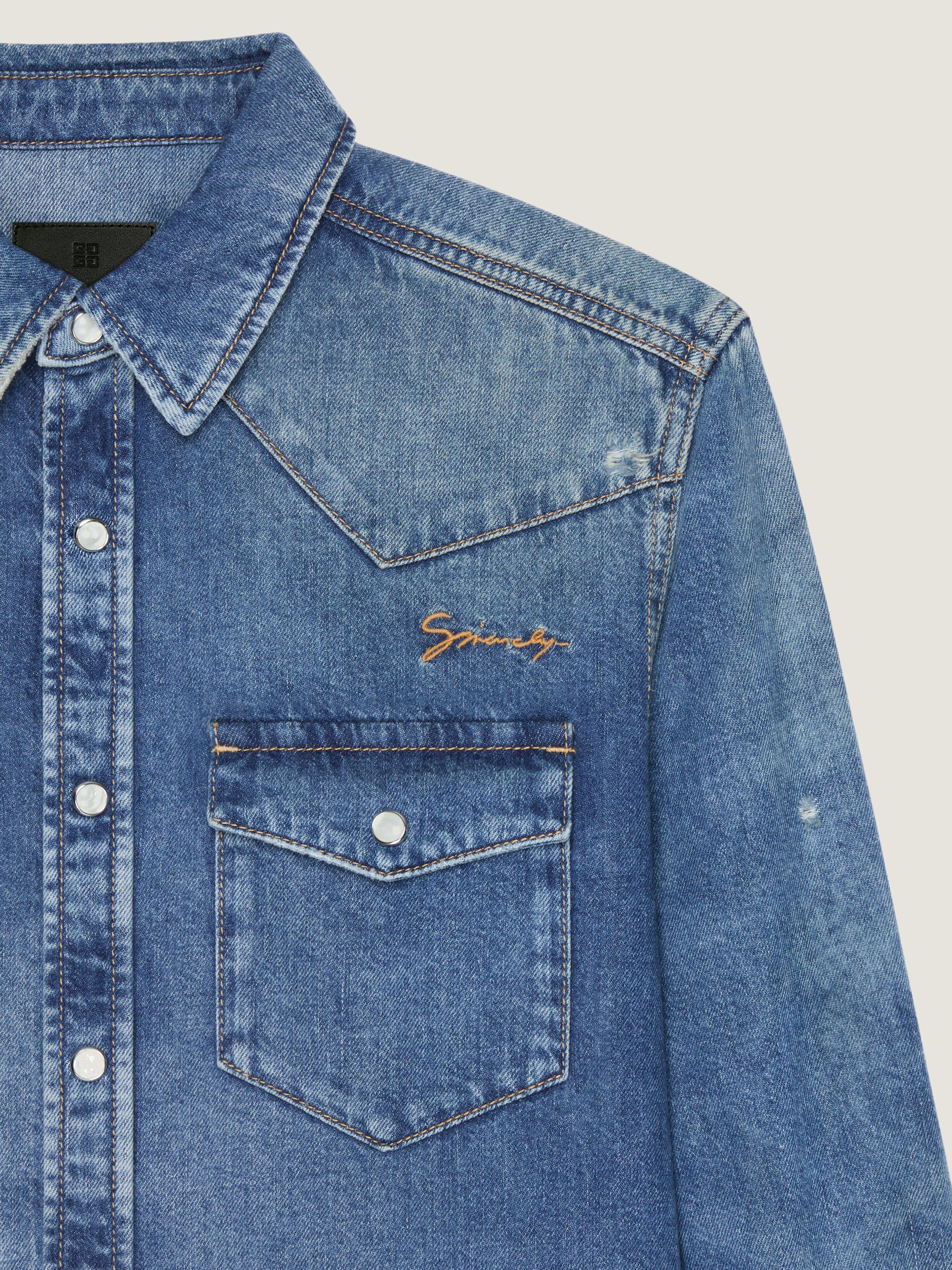 Slim fit shirt in denim in - ocean blue | Givenchy US