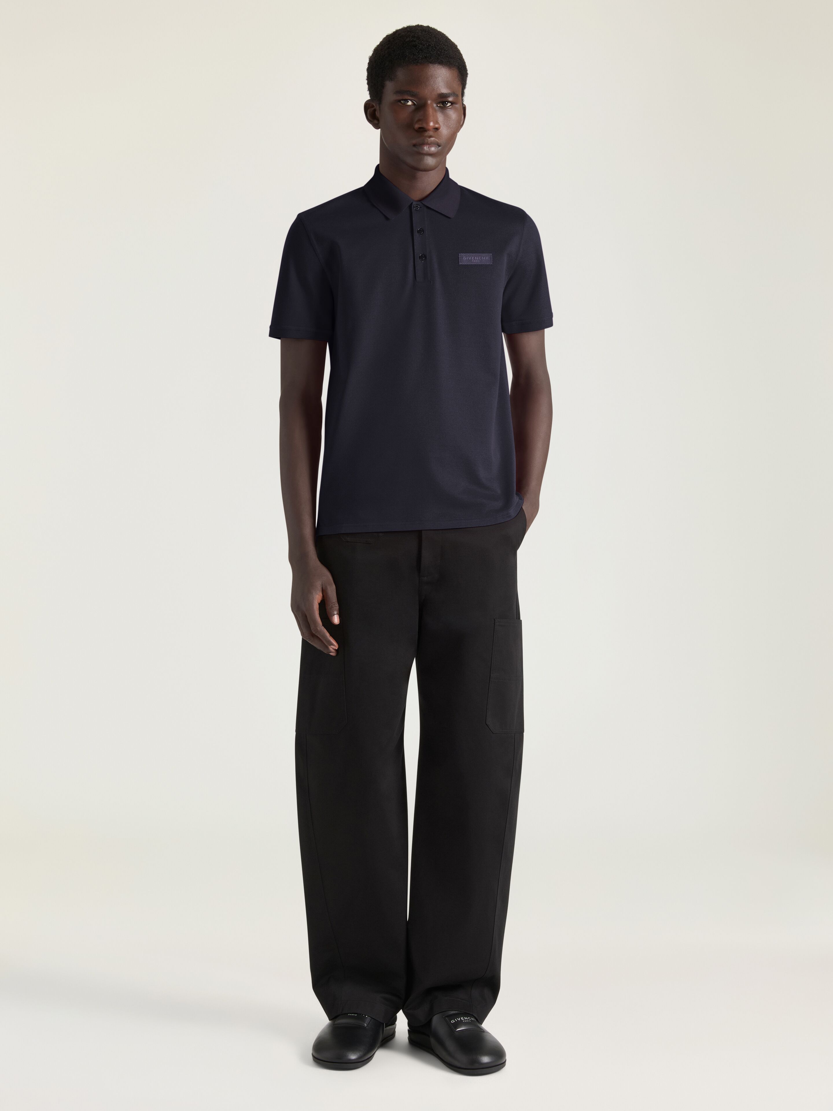 Givenchy polo シャツ Givenchy - Logo-Print Cotton-Piqué Half-Zip Polo Shirt - Black