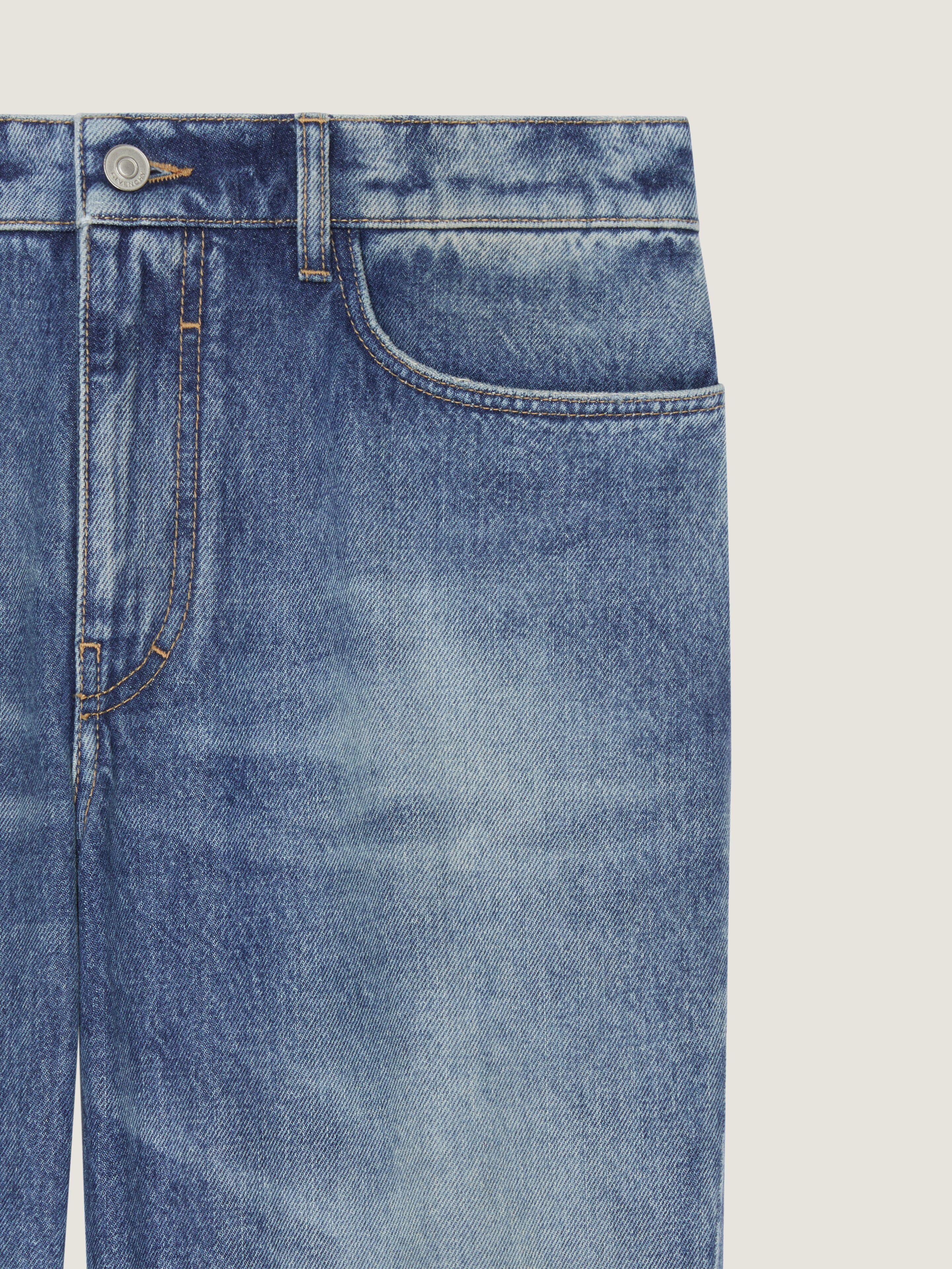 デニム・ジーパン GIVENCHY JEANS BLUE Straight pants in washed denim in - medium blue | Givenchy US