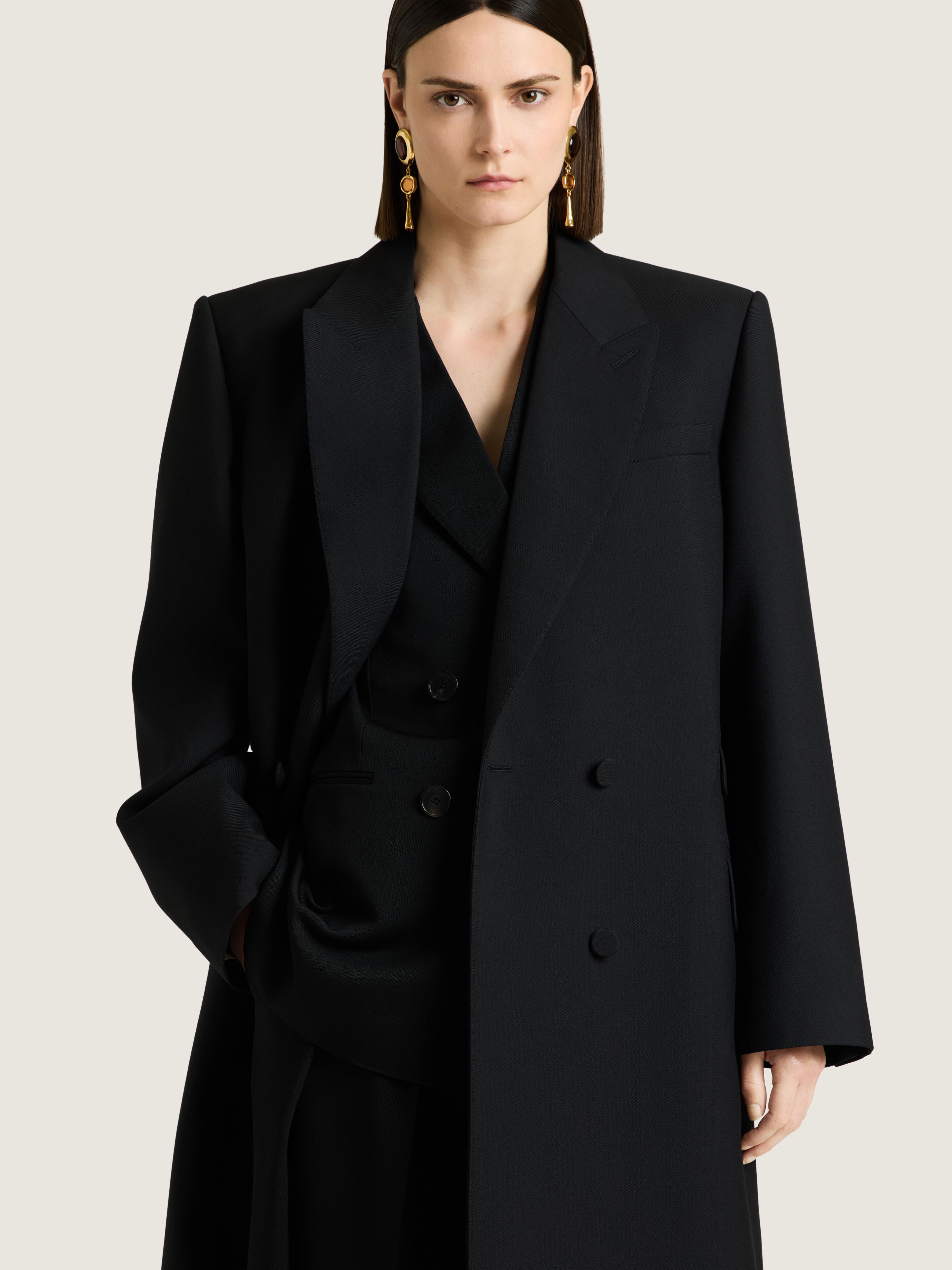 Long tailored coat in wool in - black - BWC0GK16ZP-001 | Givenchy DE