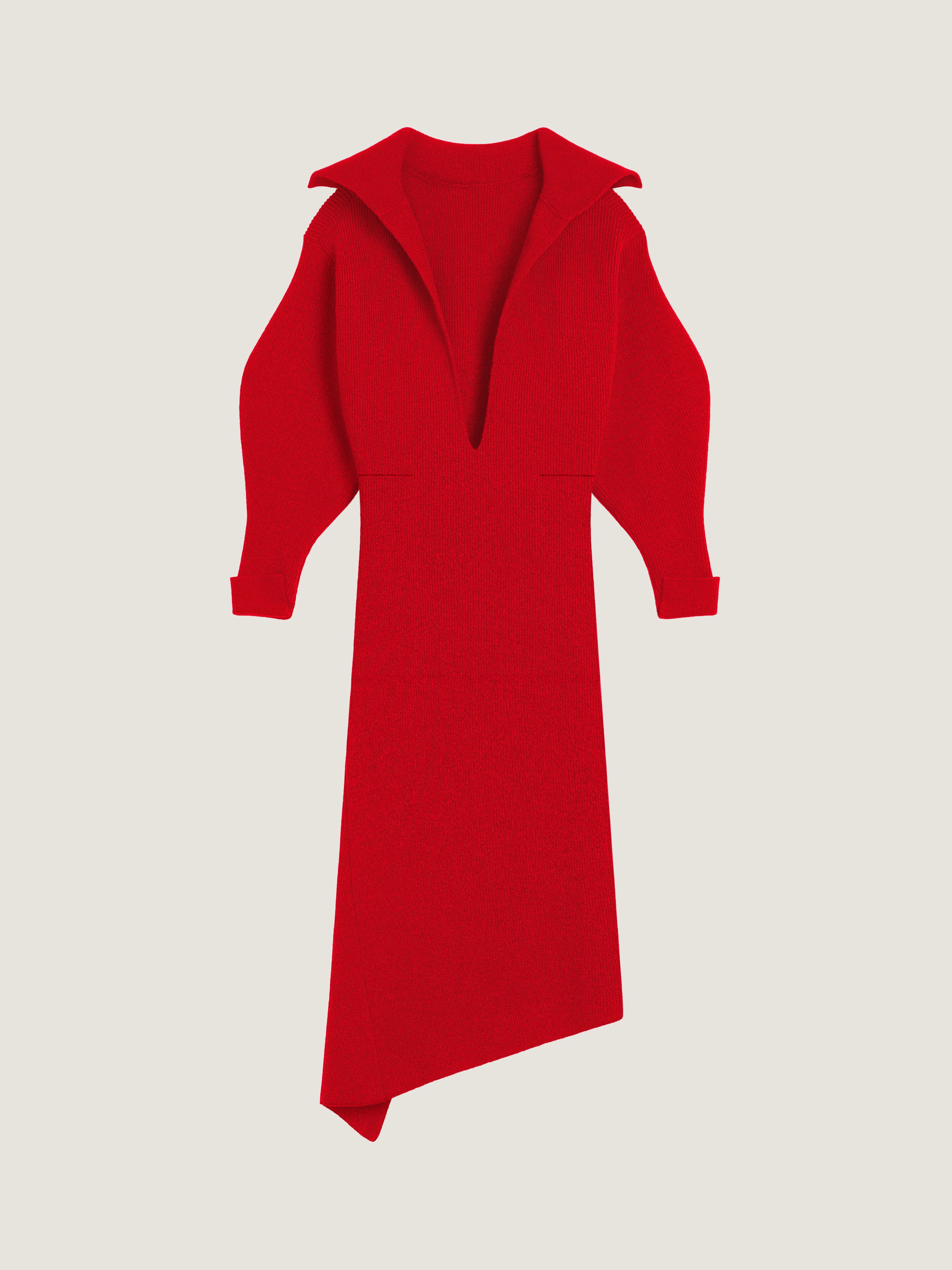 Slashed midi dress in wool and cashmere in - red - BW231X4ZVC-600
