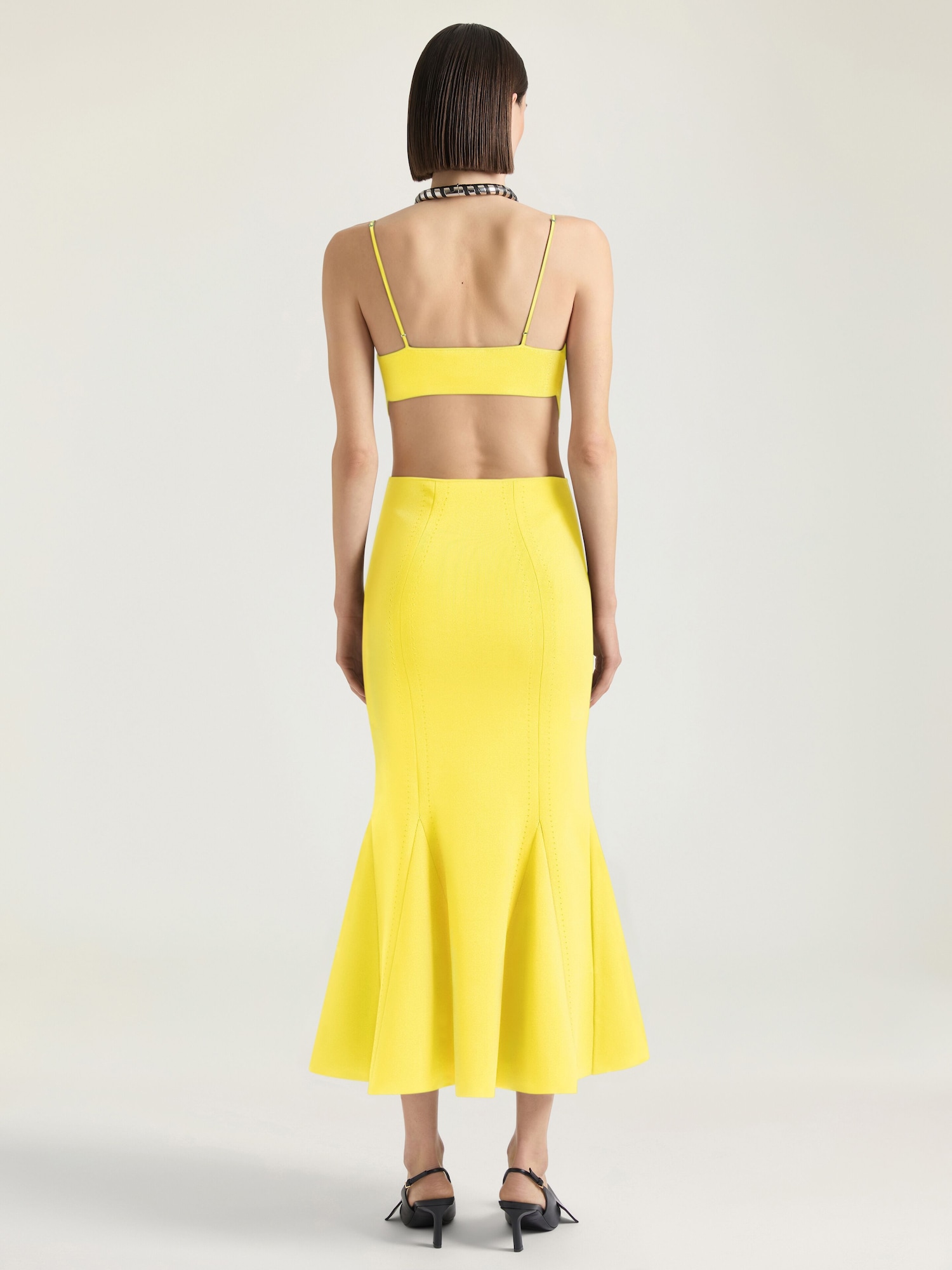 crepe knit bralette dress Long in VENDOR COLOR-CYPRESS