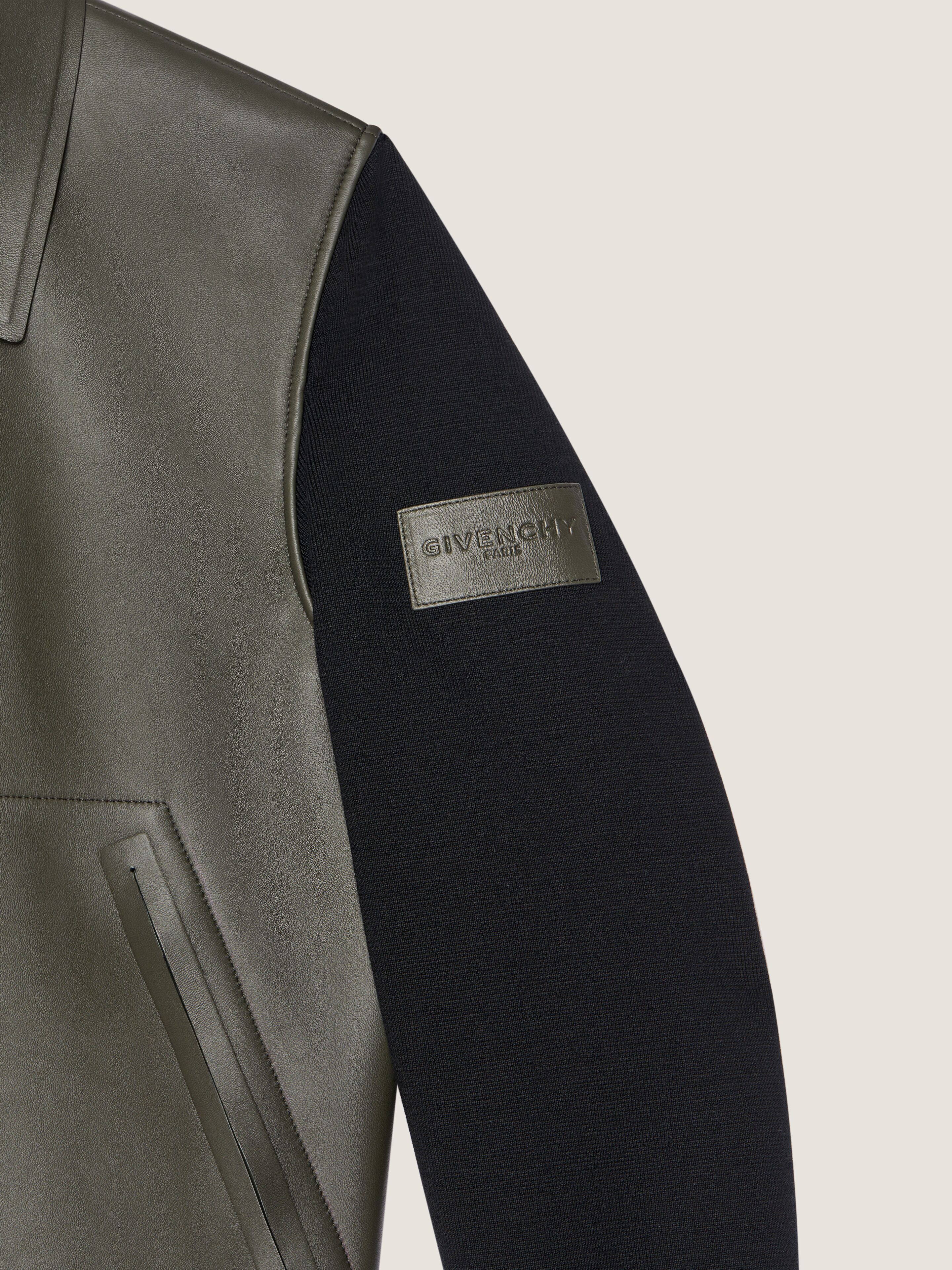 Mix material blouson with Givenchy Paris patch in - khaki