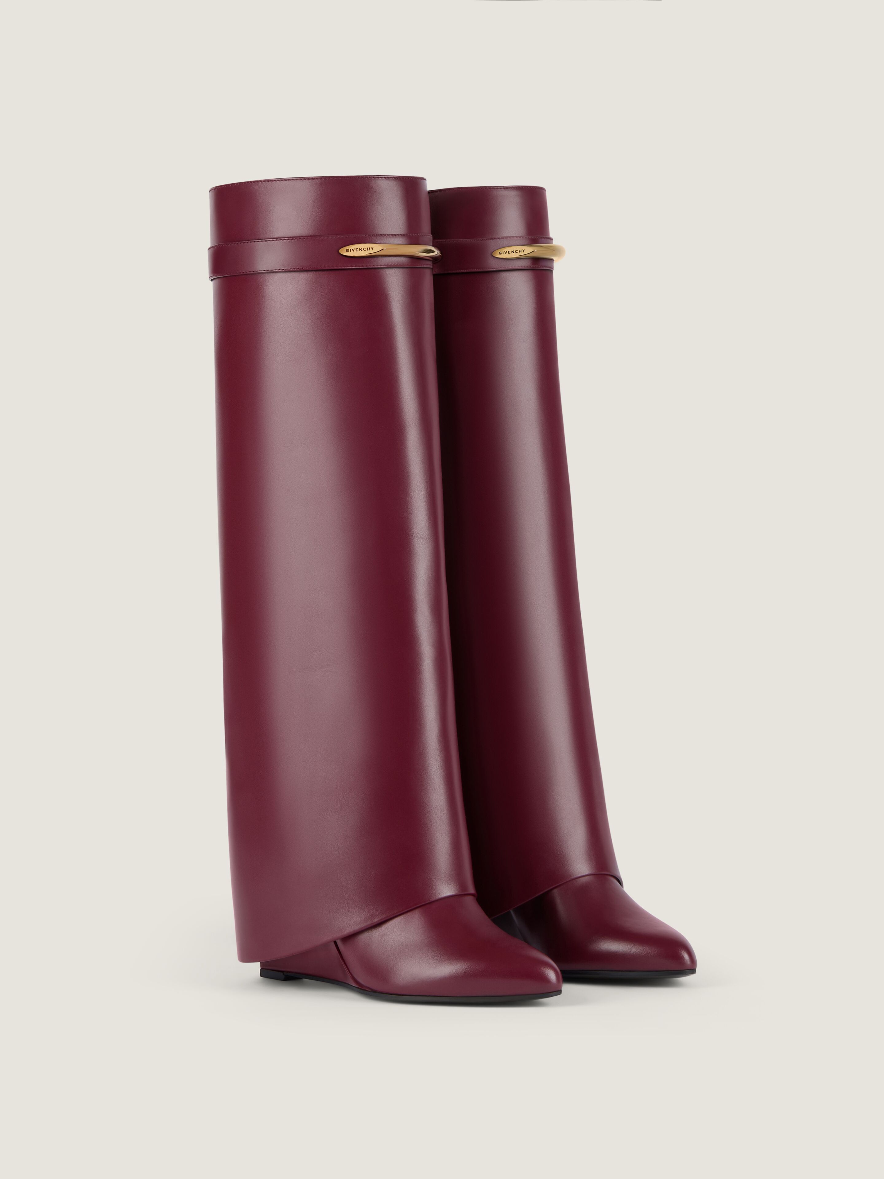 Shark Pinch boots in leather - burgundy in - burgundy | Givenchy US