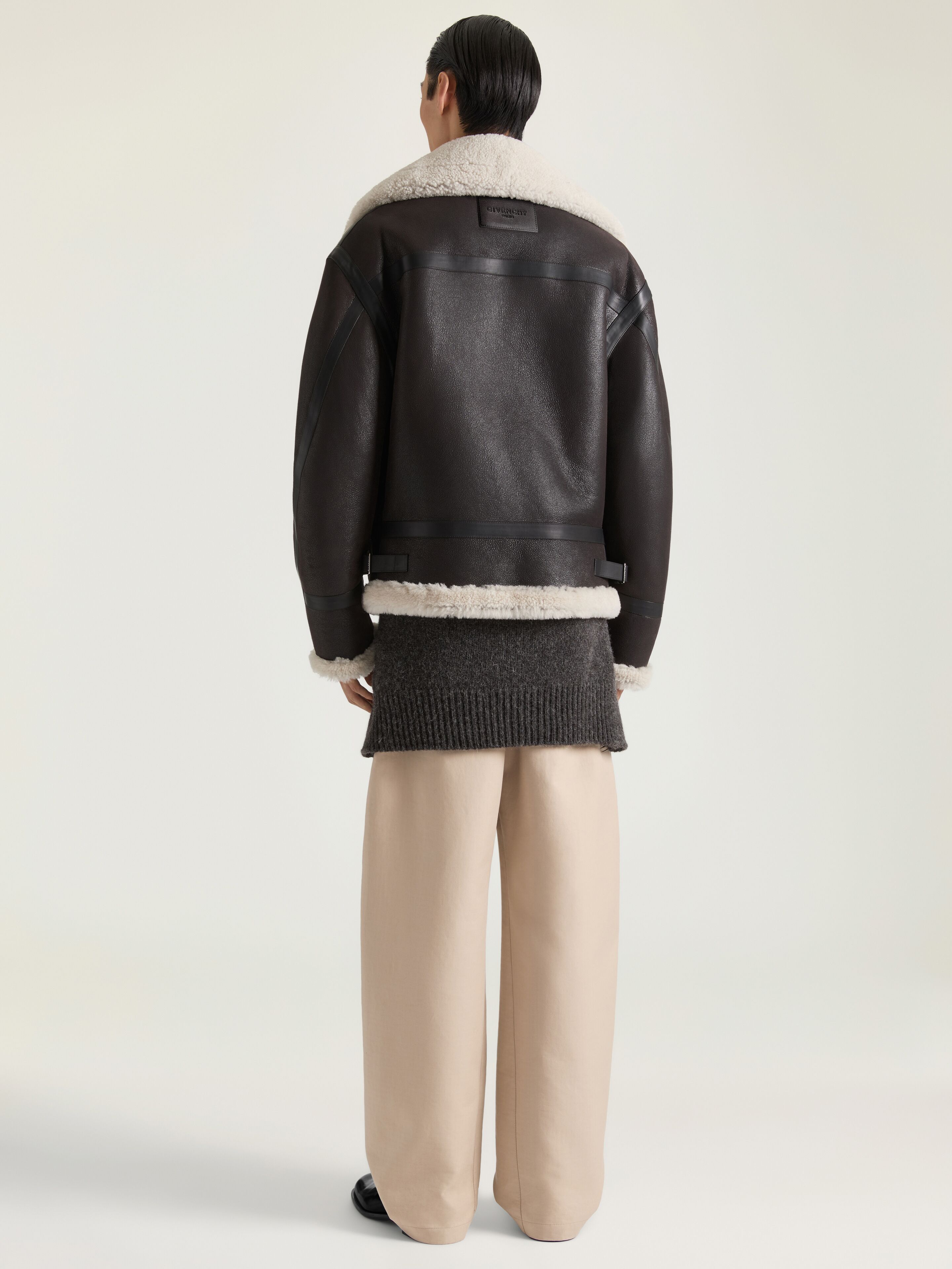 GIVENCHY フード付きジャケット 48 Couture Seam aviator blouson in leather and shearling in - deep