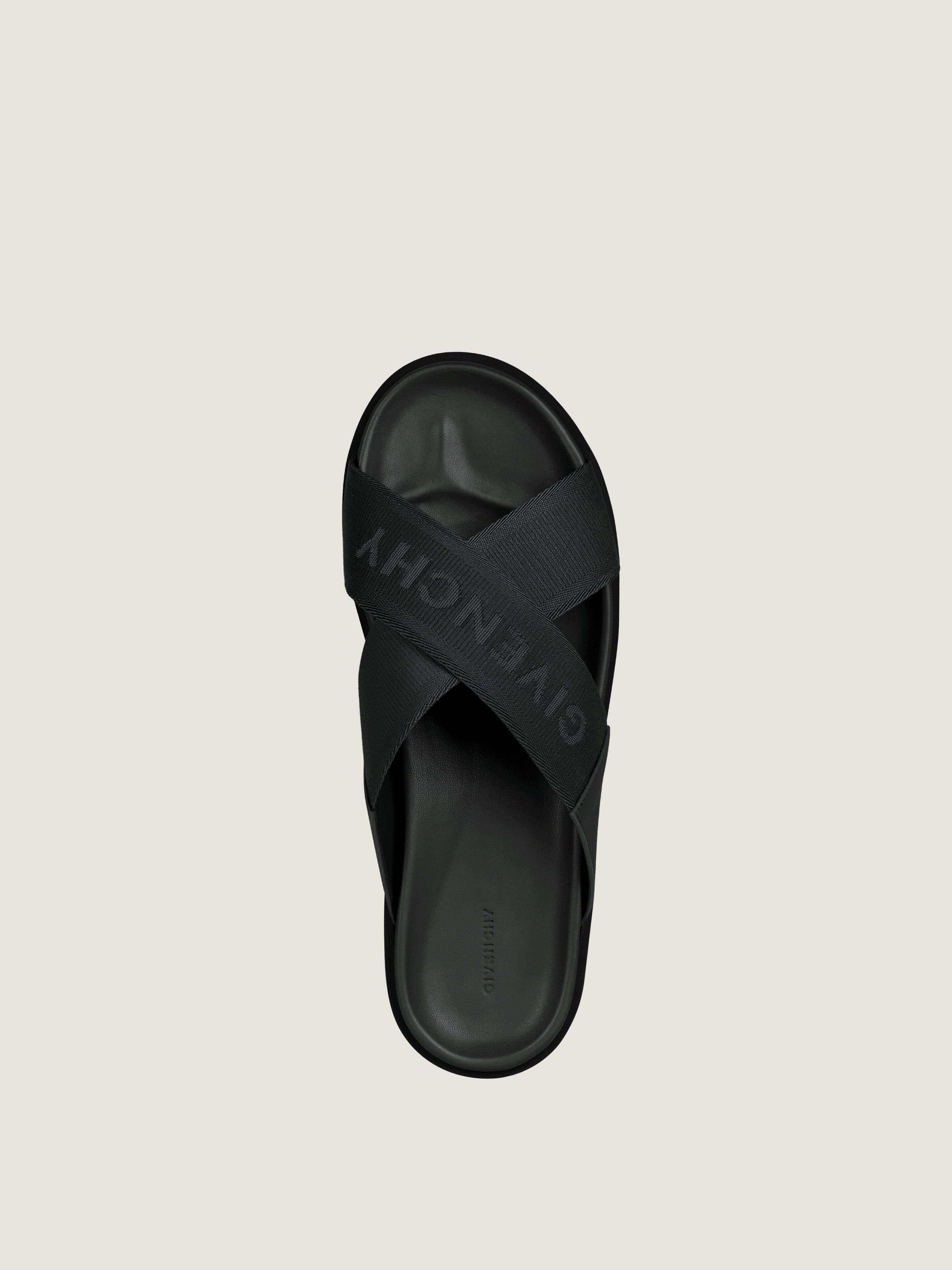 【保証書付】 flat Plage G mules black - in webbing in straps crossed with その他