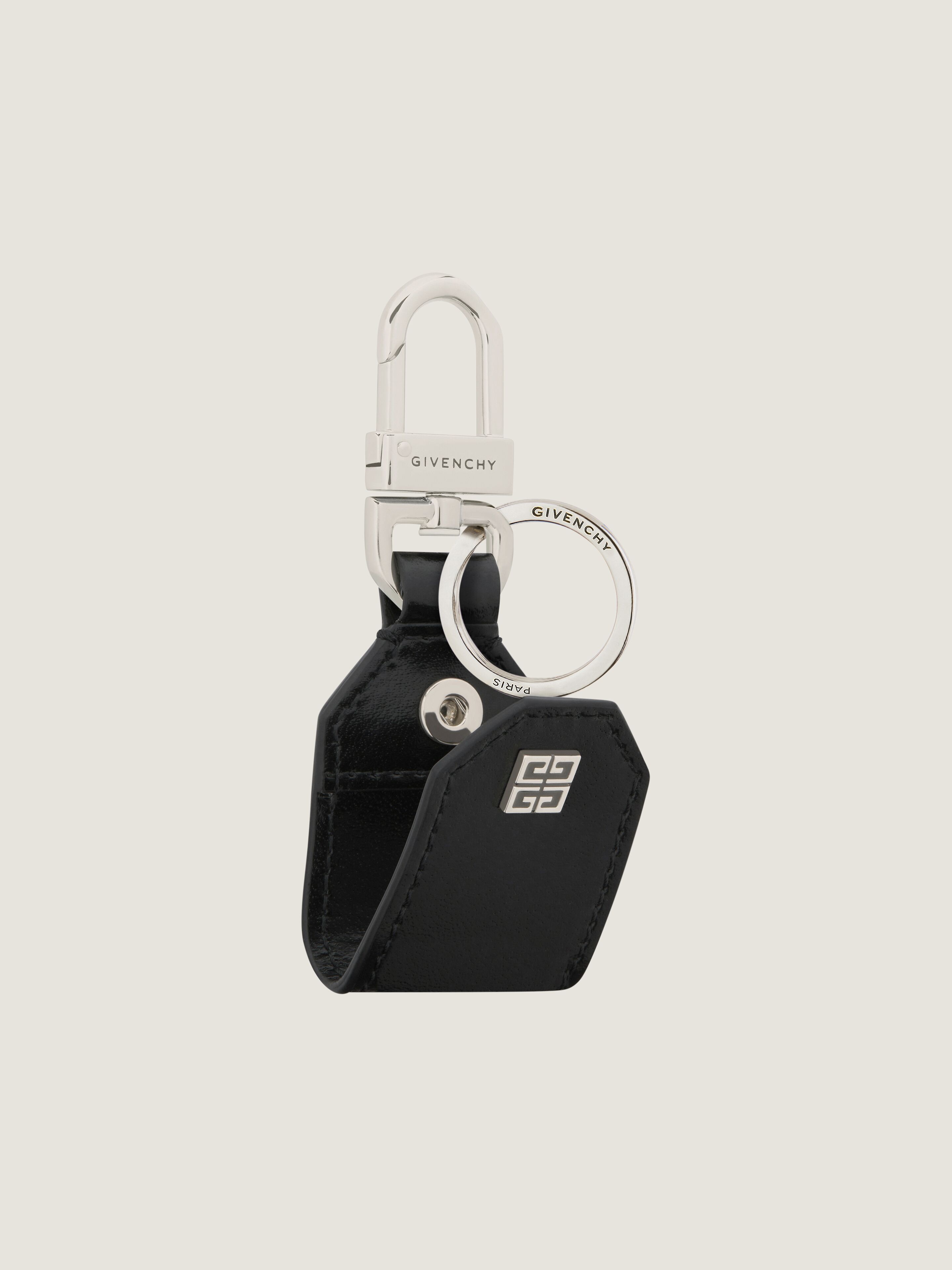 GIVENCHY ブラックレザーキーホルダー 4G keyring in leather in - black | Givenchy US