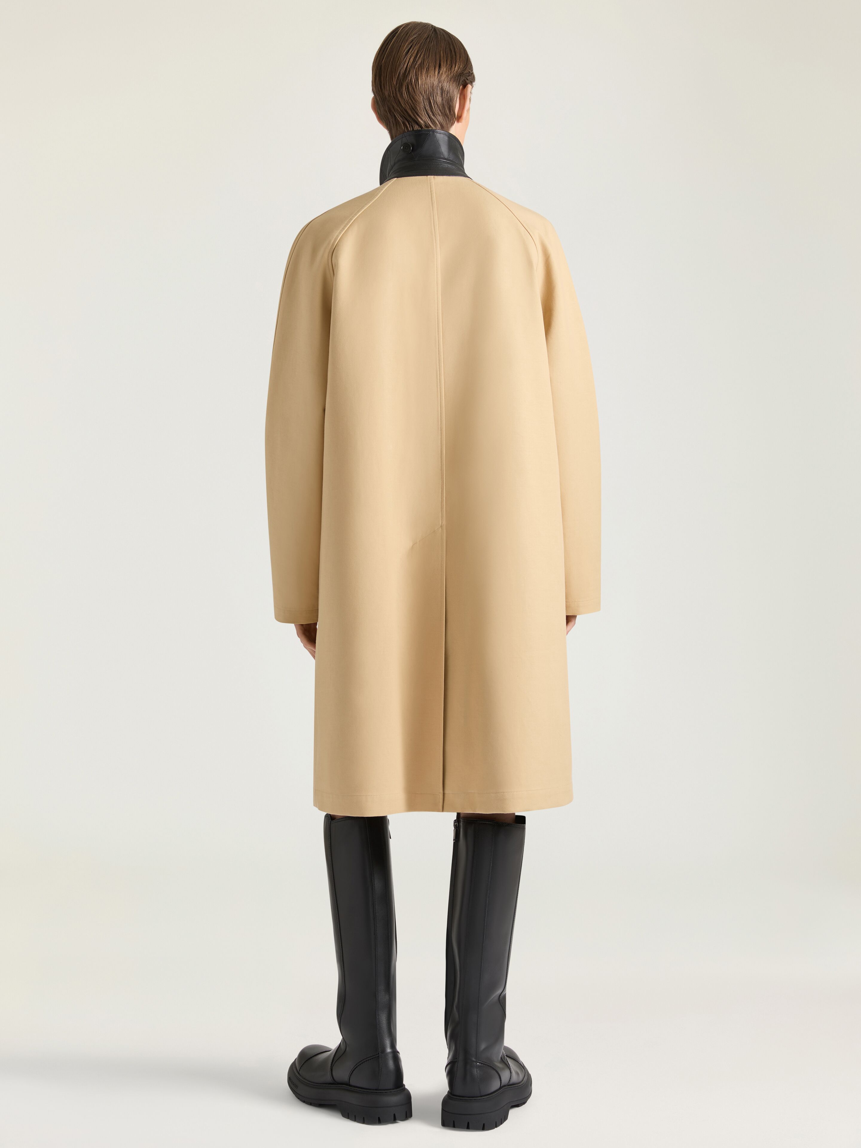Car coat in cotton with checked reverse in - beige - BM01JR16TP