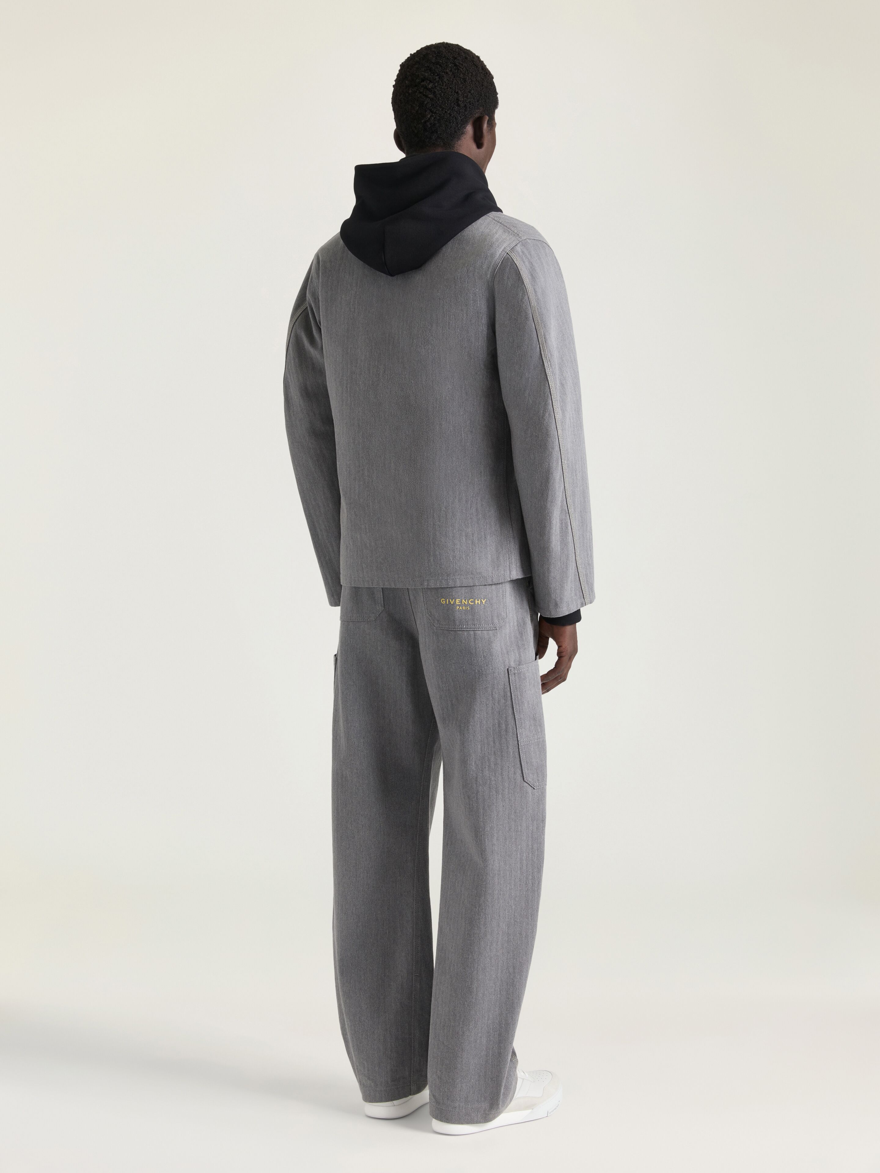 Jacket in herringbone denim embroidered GIVENCHY Paris in - grey