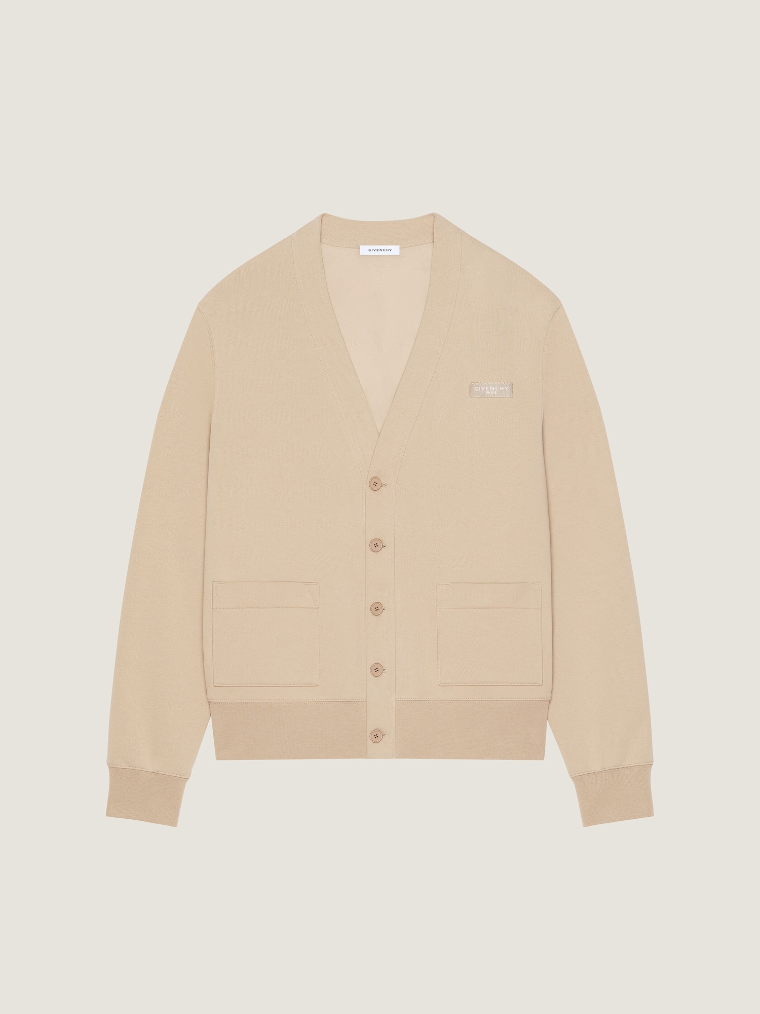Cardigan in cotton with Givenchy Paris gros grain in - beige 