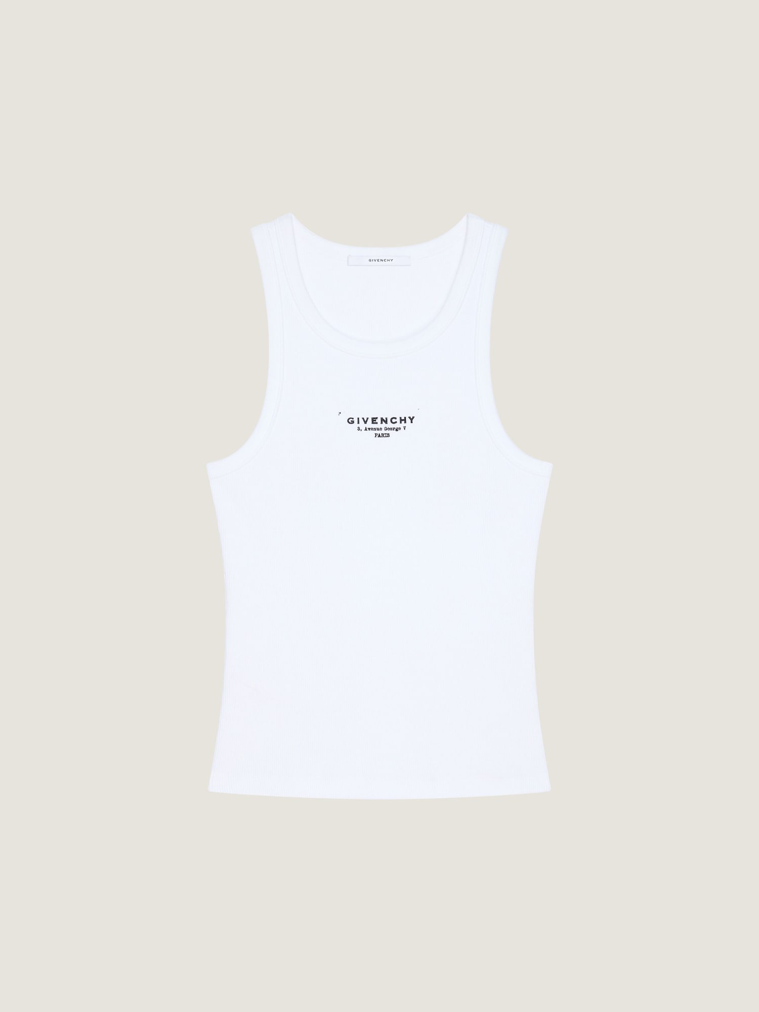 Slim fit tank top in cotton with Givenchy Stamp print in - white 