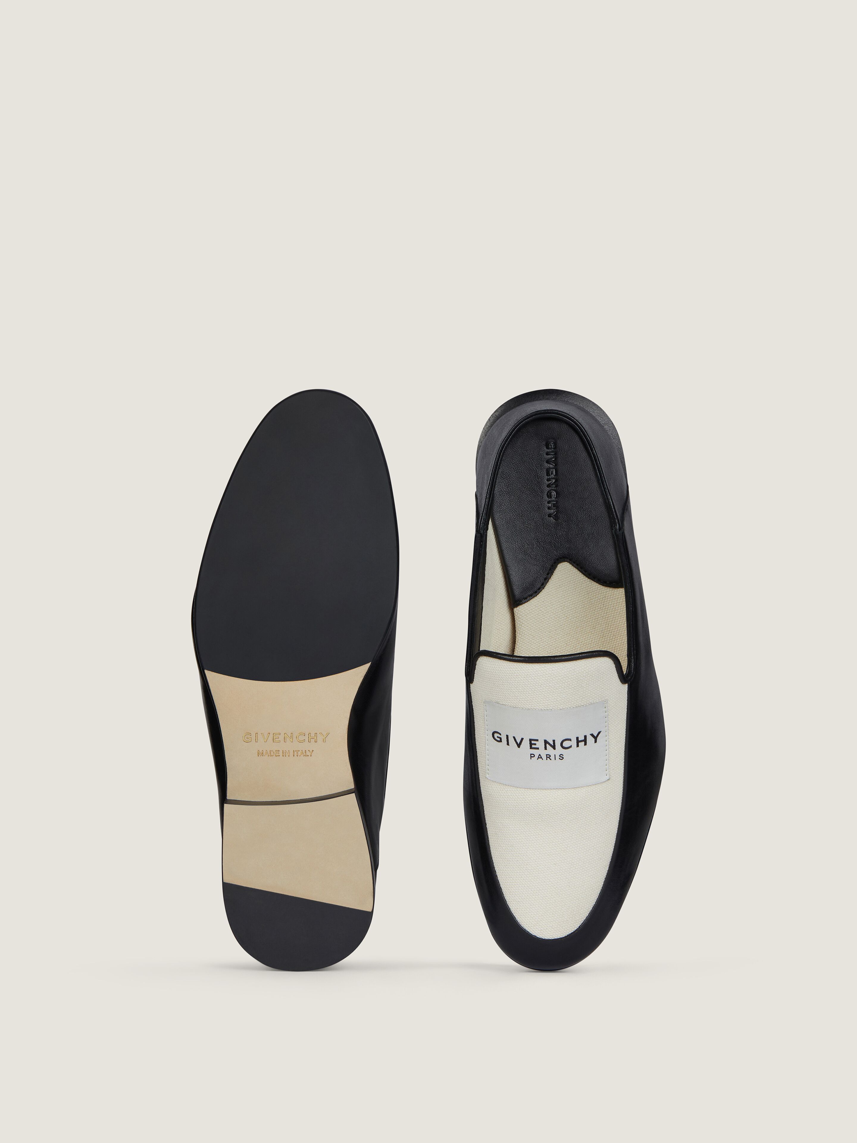 GIVENCHY専用 Label loafers in leather and canvas in - black/natural