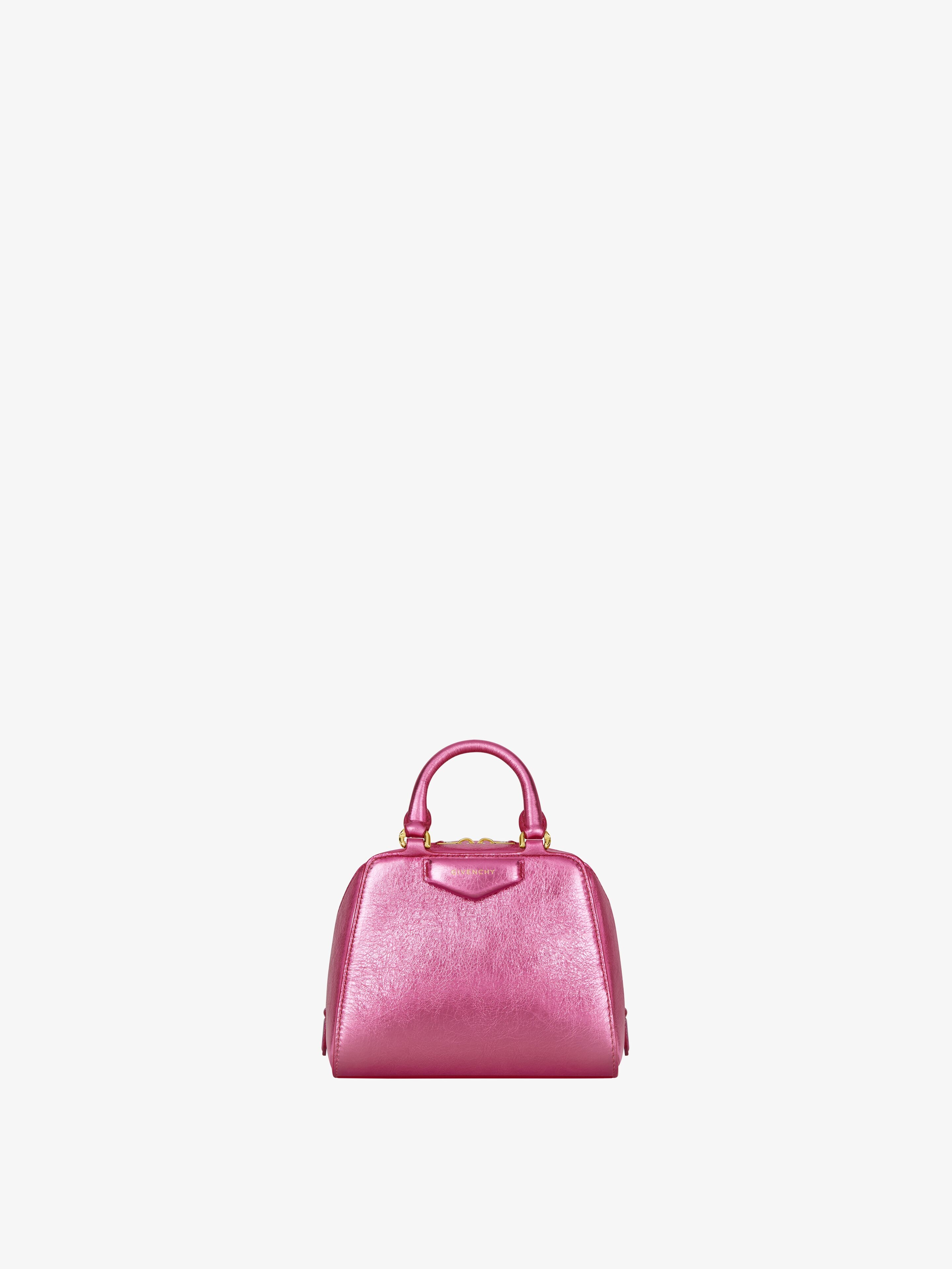 Mini Antigona bag in leather with metal handles in - black