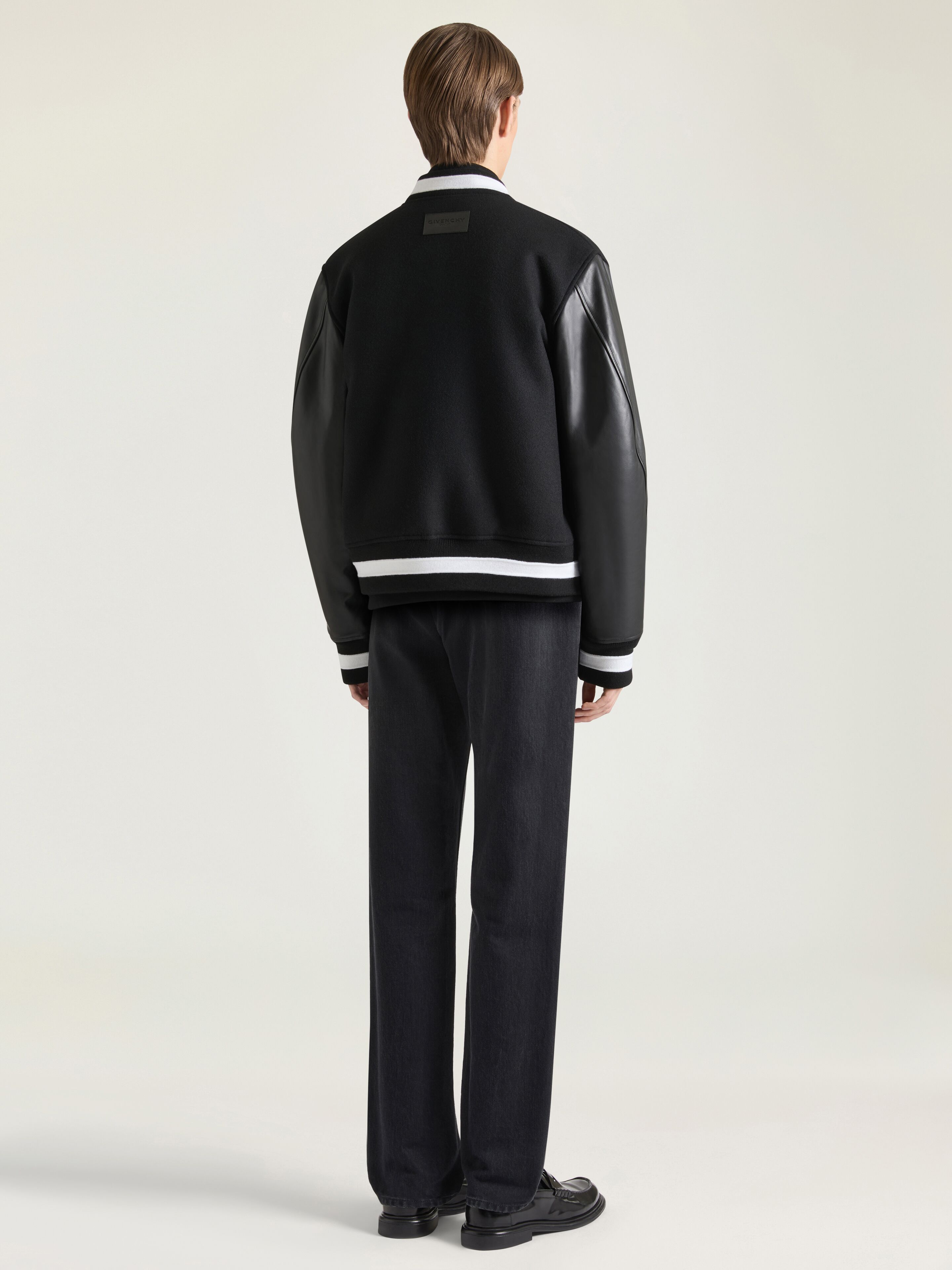 GIVENCHY paris ブルゾン　イタリア製 GIVENCHY PARISパッチ ミックスマテリアルブルゾン - ブラック