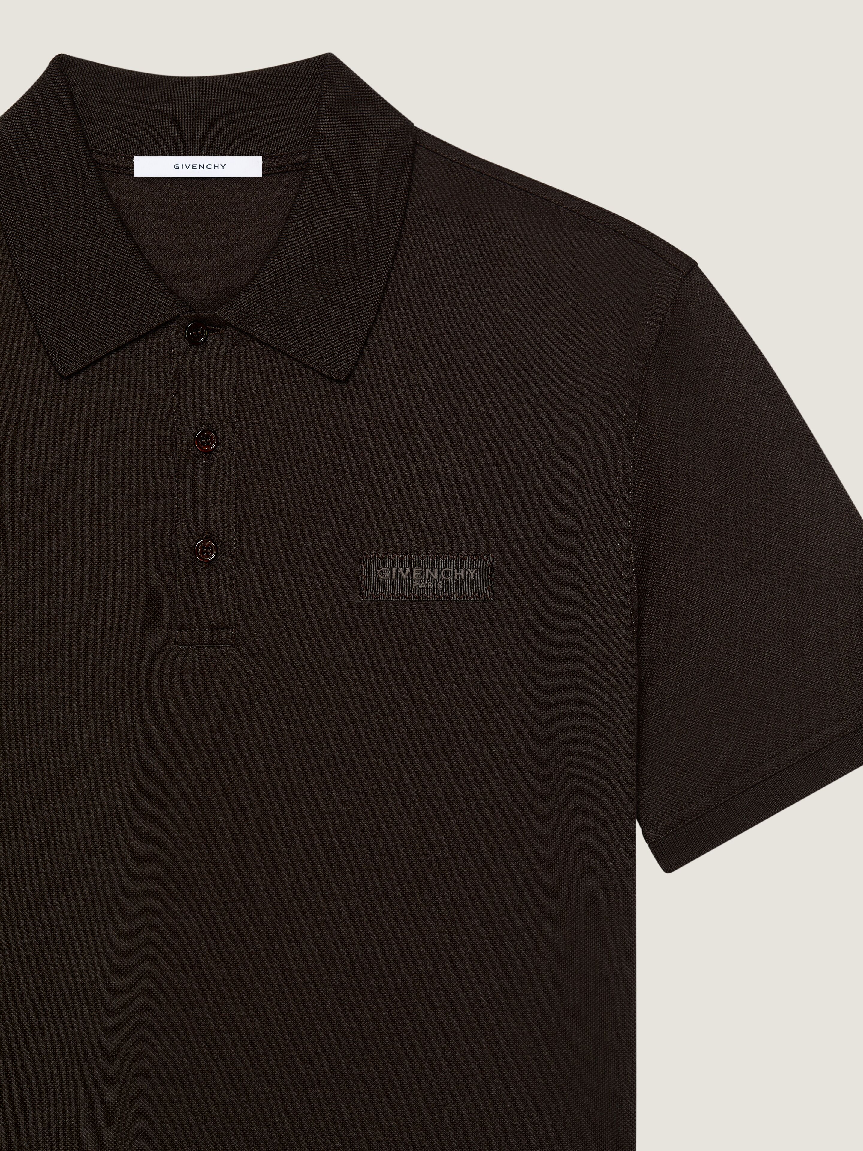 Polo in cotton with Givenchy Paris gros grain in - ebony brown