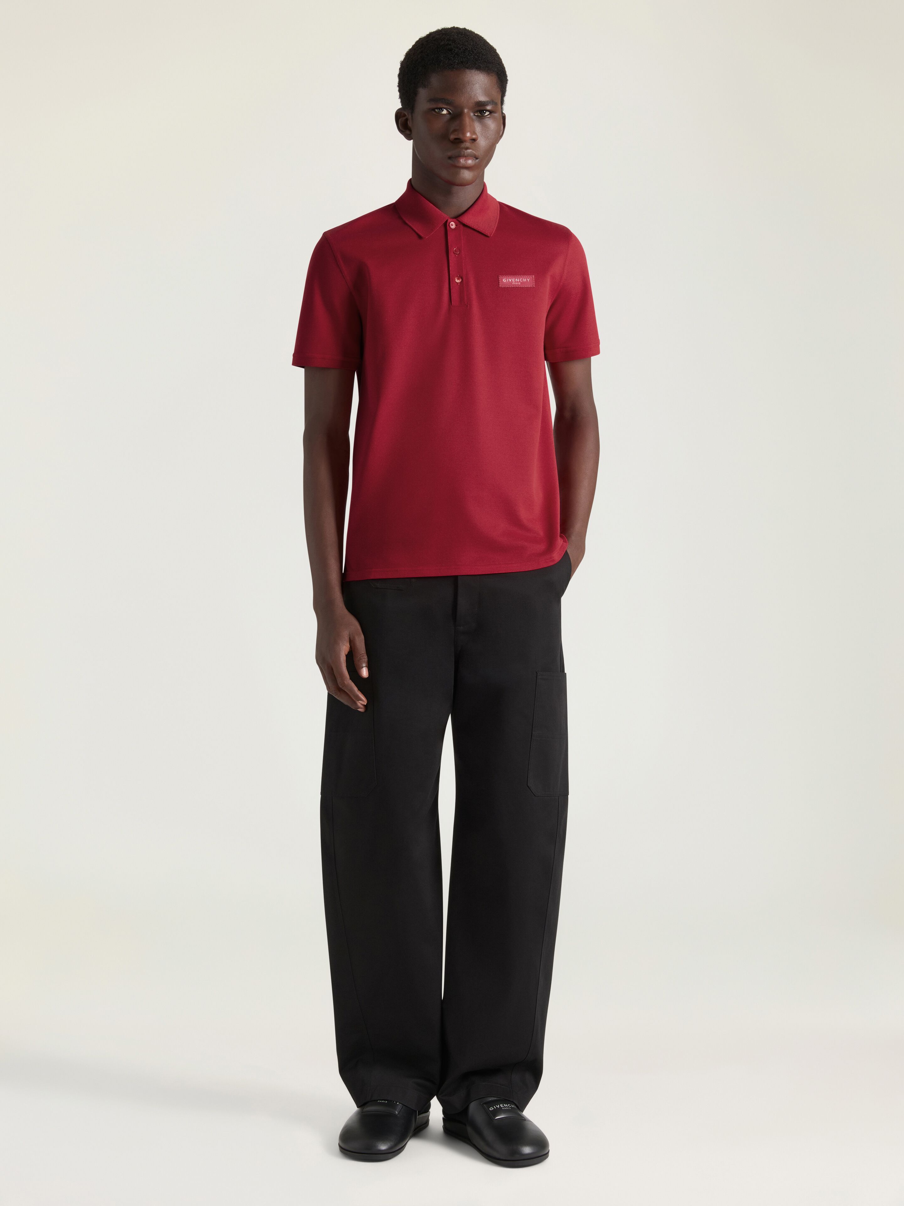 Polo in cotton with GIVENCHY Paris gros grain in - dark red