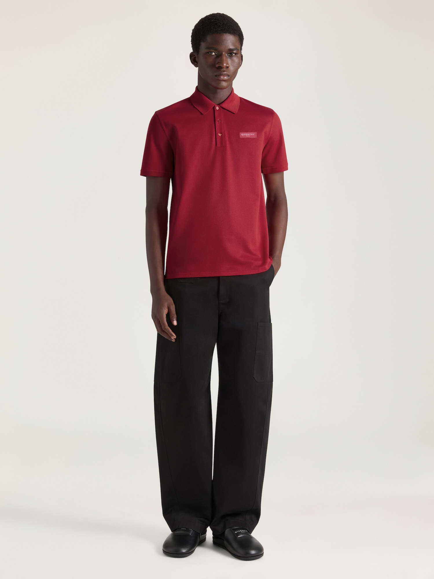 Polo in cotton with Givenchy Paris gros grain in - dark red 