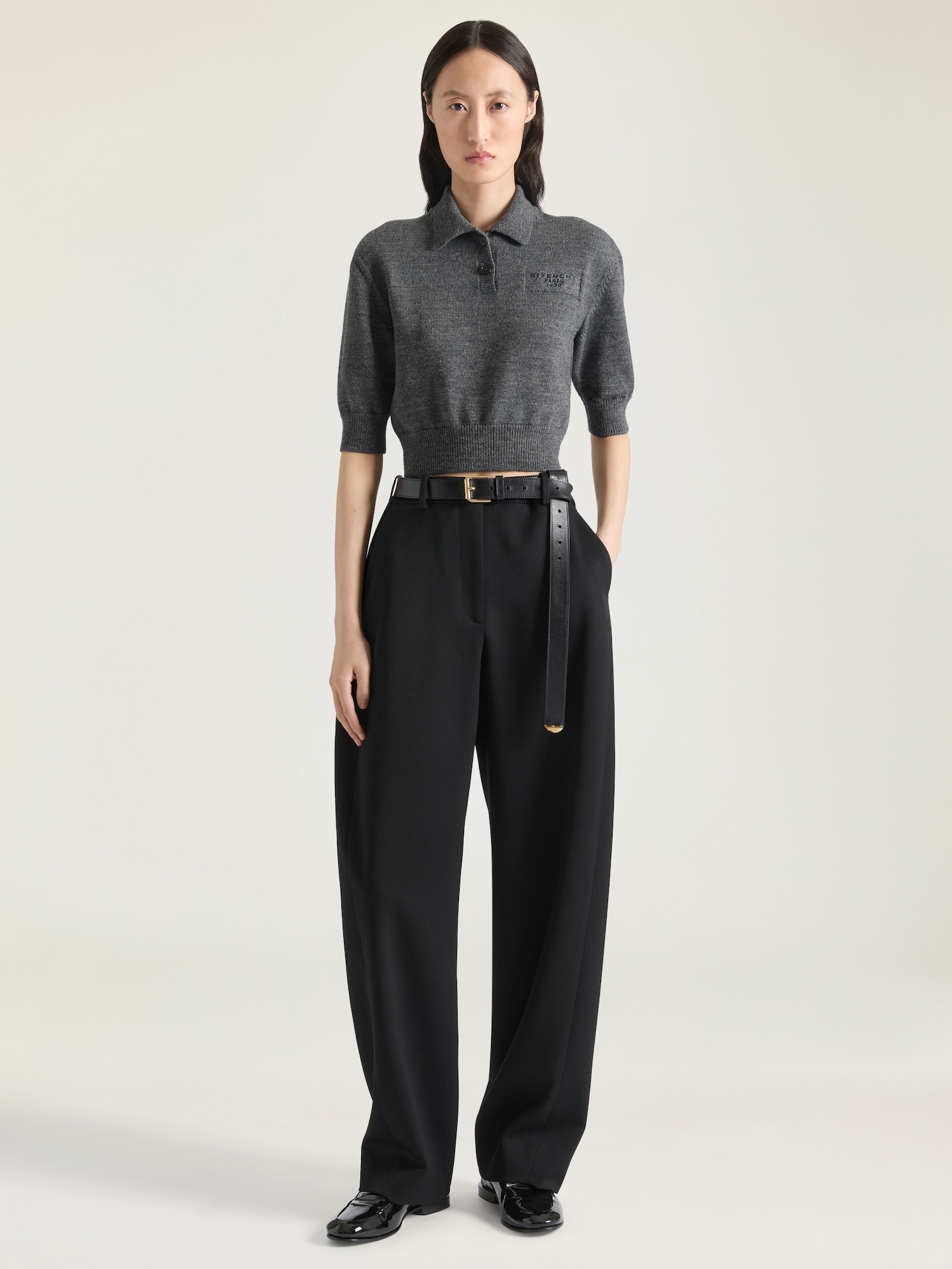 Polo top in wool