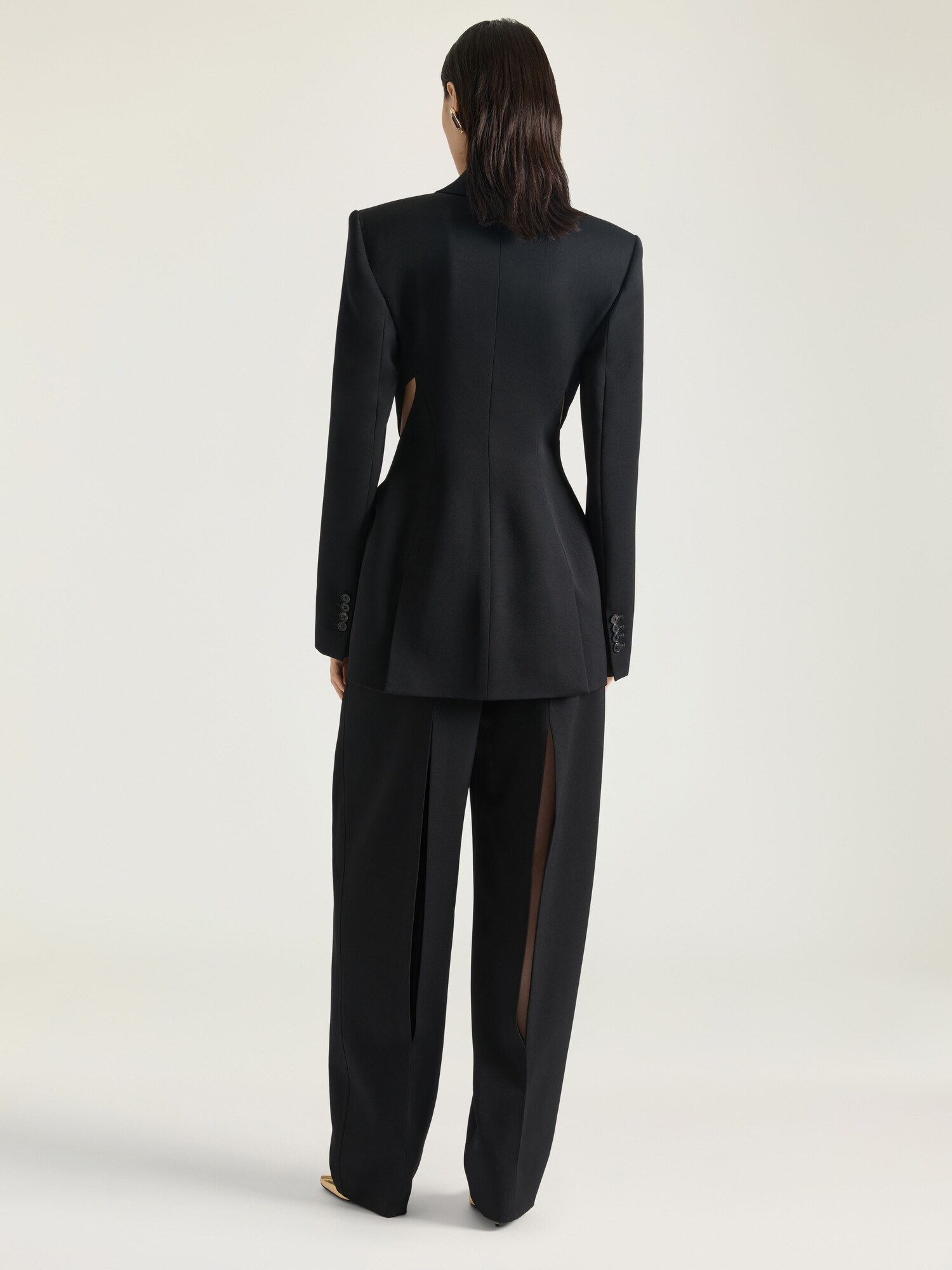 Double-breasted slashed jacket in wool in - black - BW30LZ15CT-001 