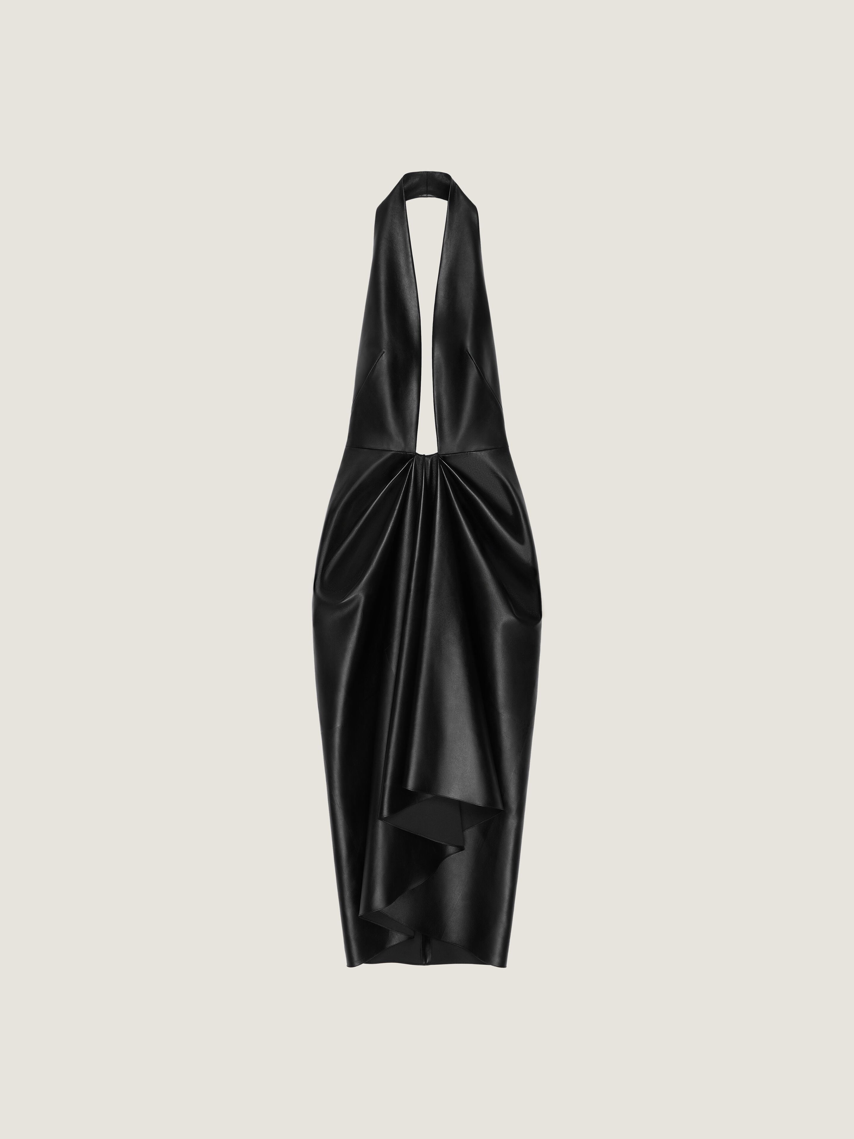 Givenchy Robe Drapée En Cuir Nappa In Black