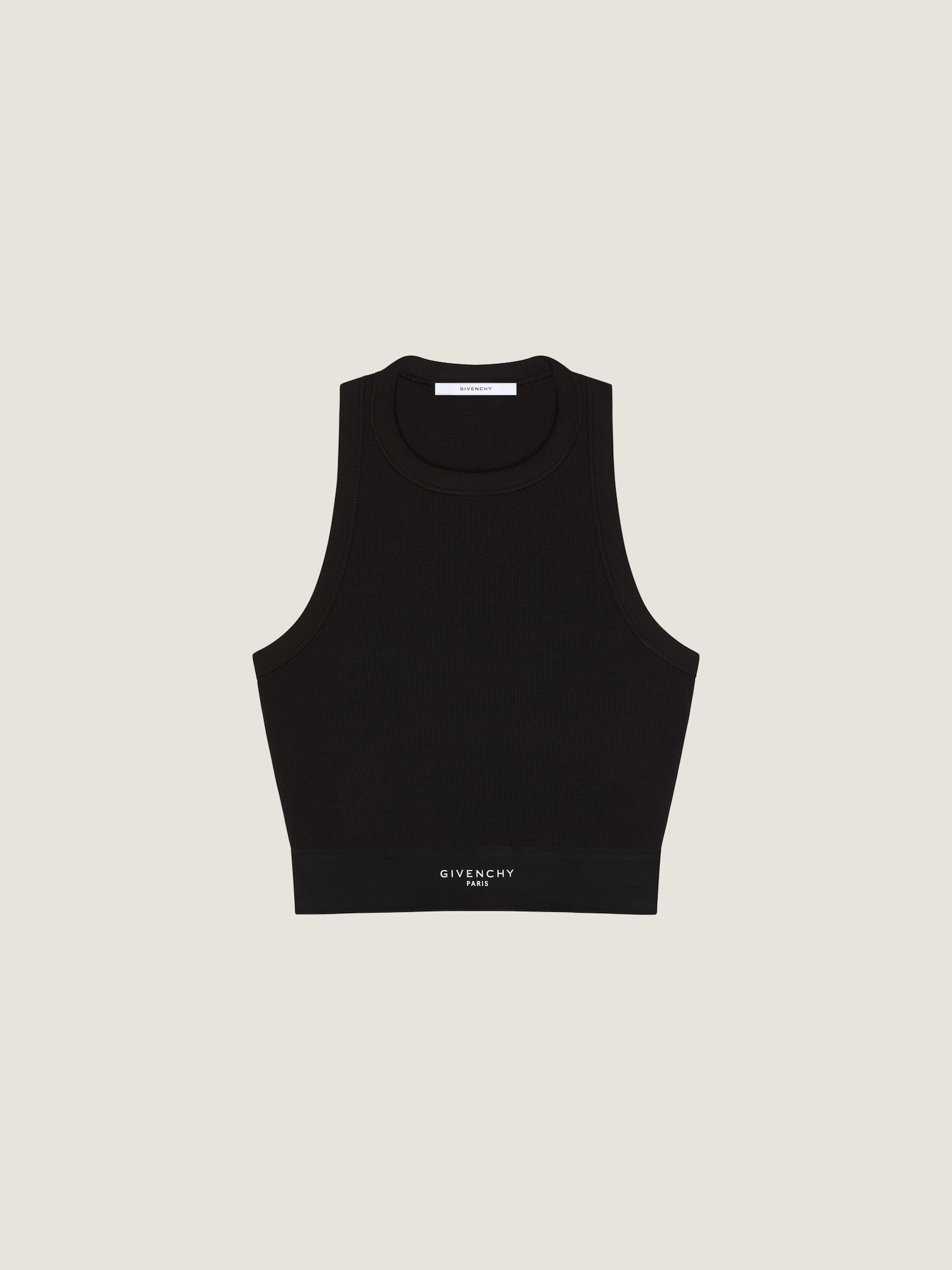 Cropped tank top in cotton with Givenchy band in - black 