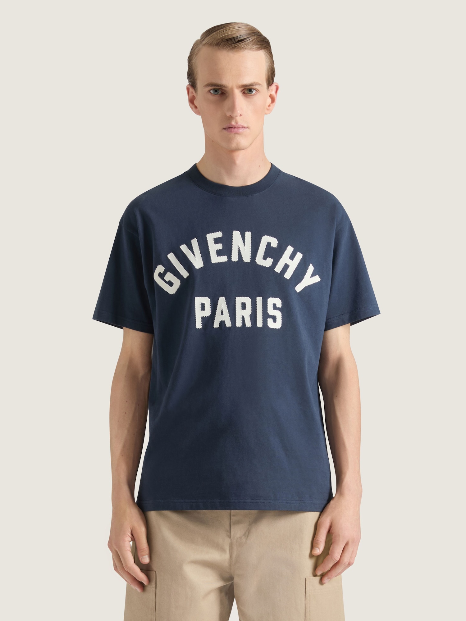 コットン Givenchy PARISエンブロイダリー Tシャツ - ネイビー 