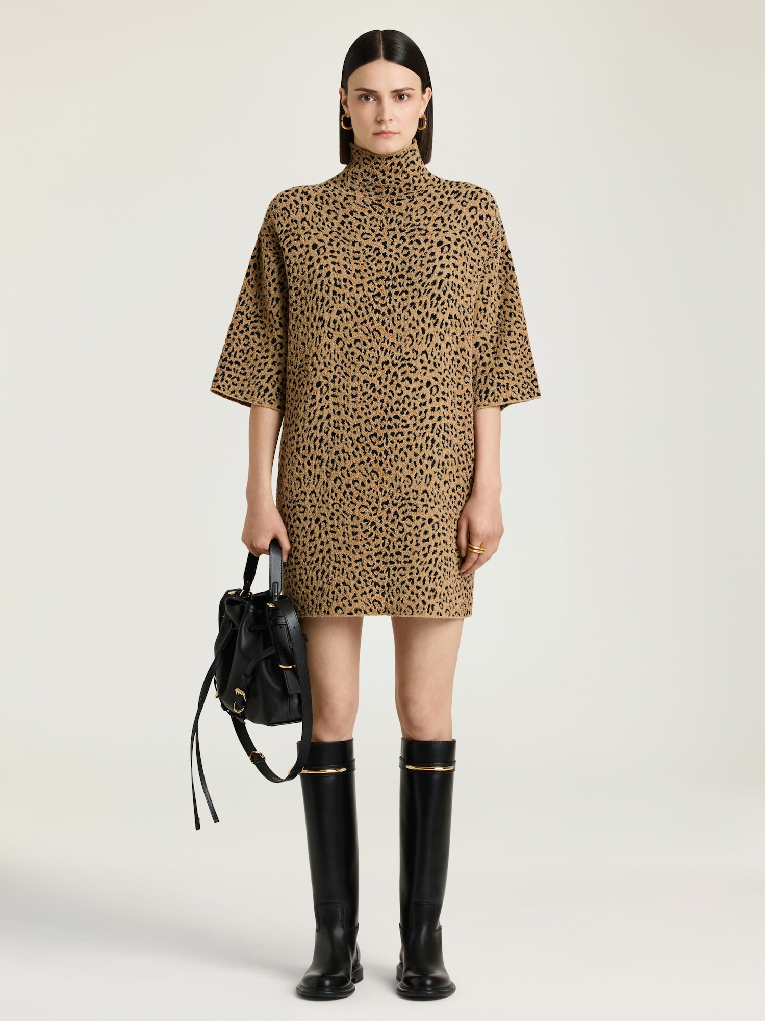 leopard jacquard knit dress Mini in in - beige/brown - BW232D4ZVQ-288 Neiman marcus