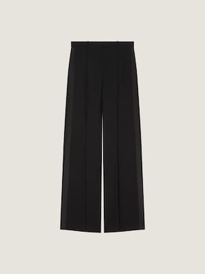 Pantalon de costume double plis en laine et mohair