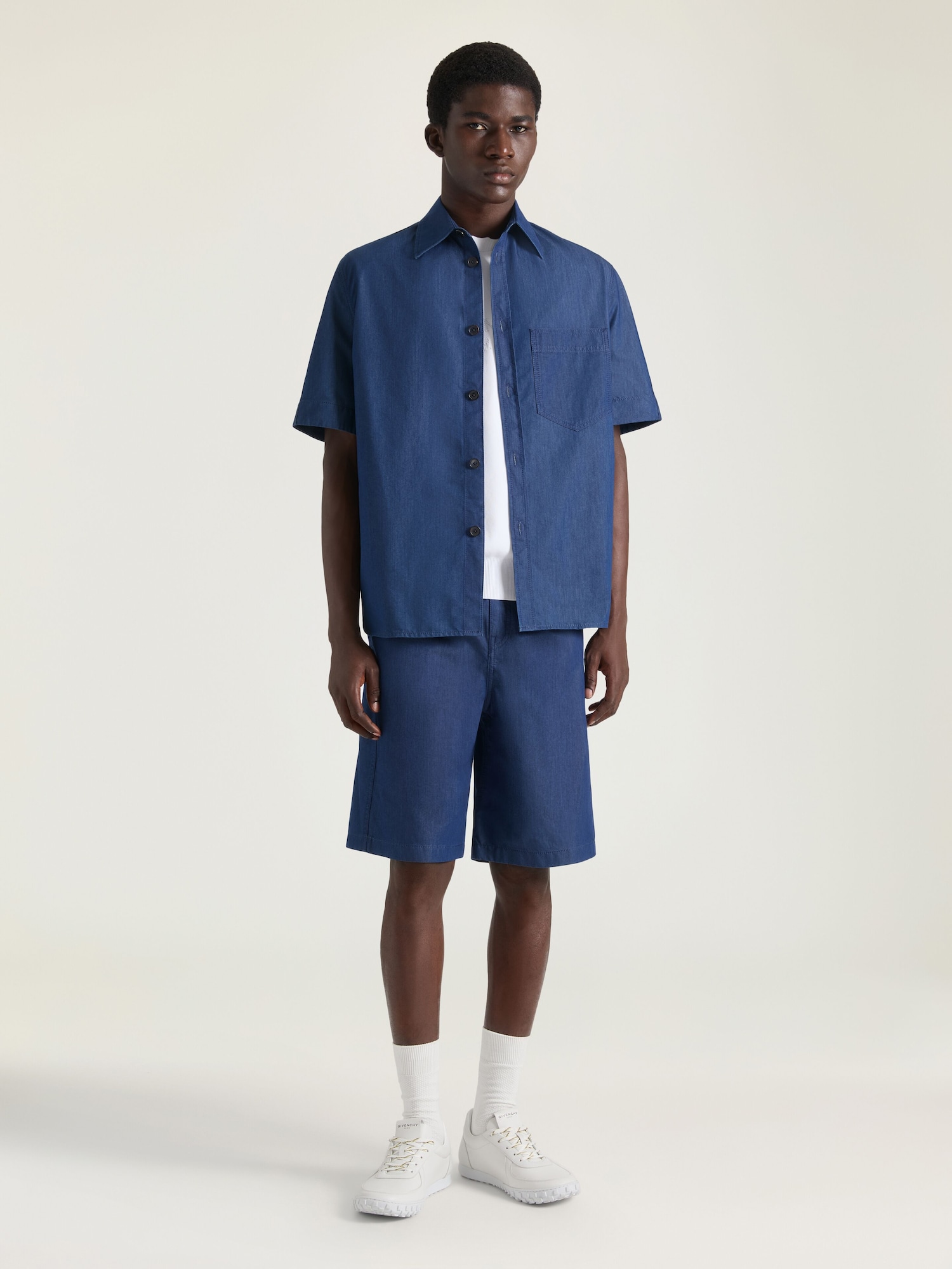 Couture Seam bermuda shorts in denim with GIVENCHY Stamp