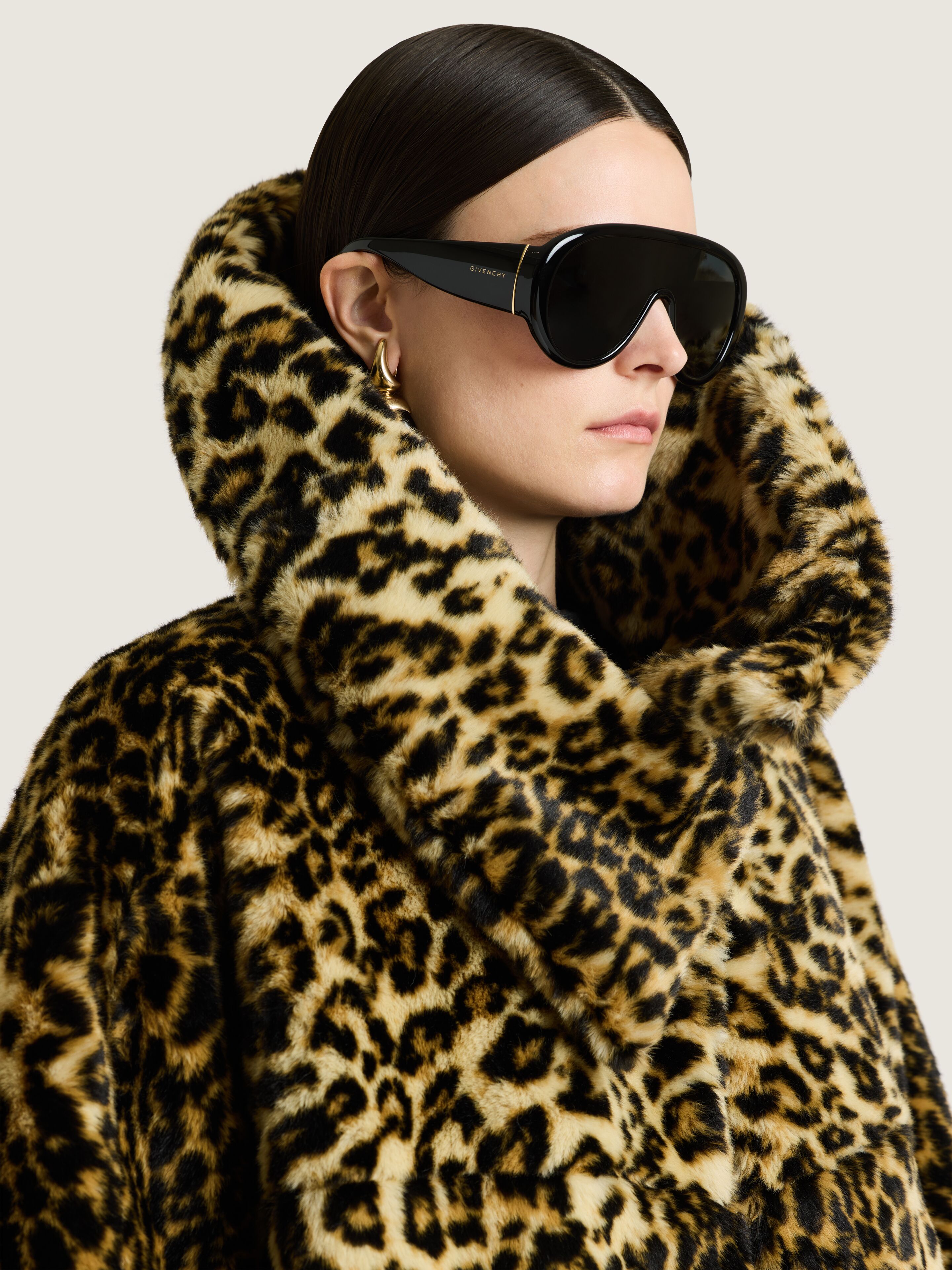 Short coat in leopard faux fur in - beige camel - BWC0GX31EG-280