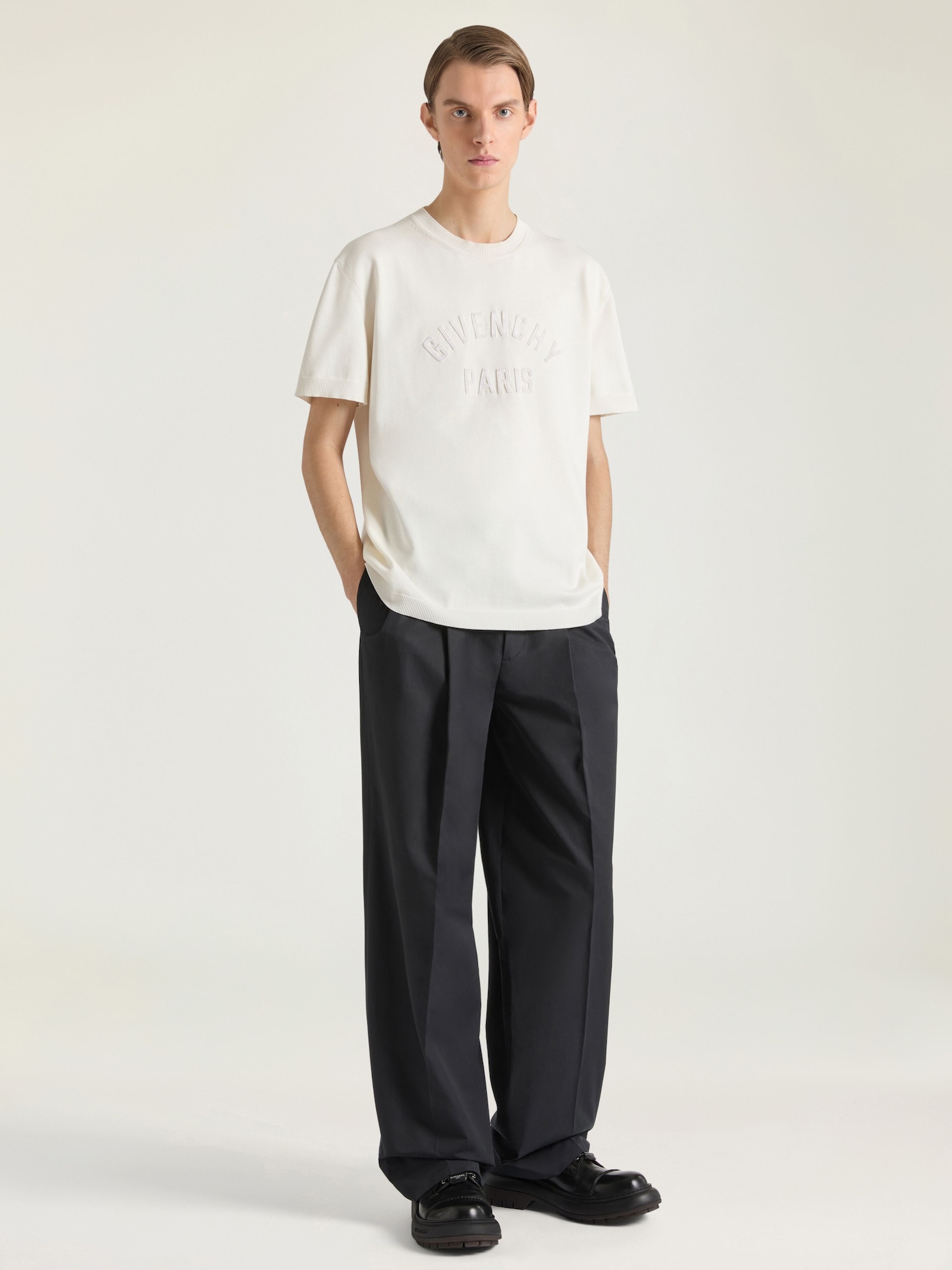 GIVENCHY GIVENCHY PARISパールエンブロイダリー ニット Tシャツ