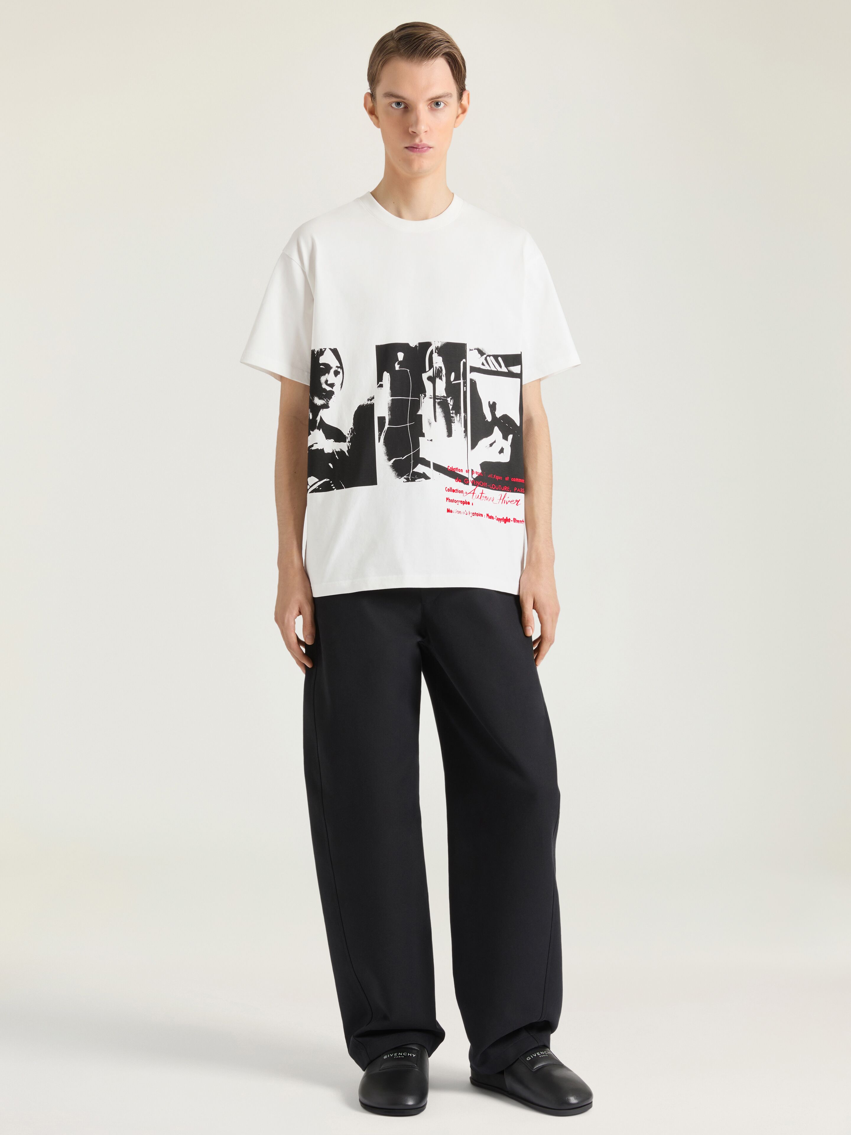 T-shirt in cotton with Photographic Negative print in - ivory
