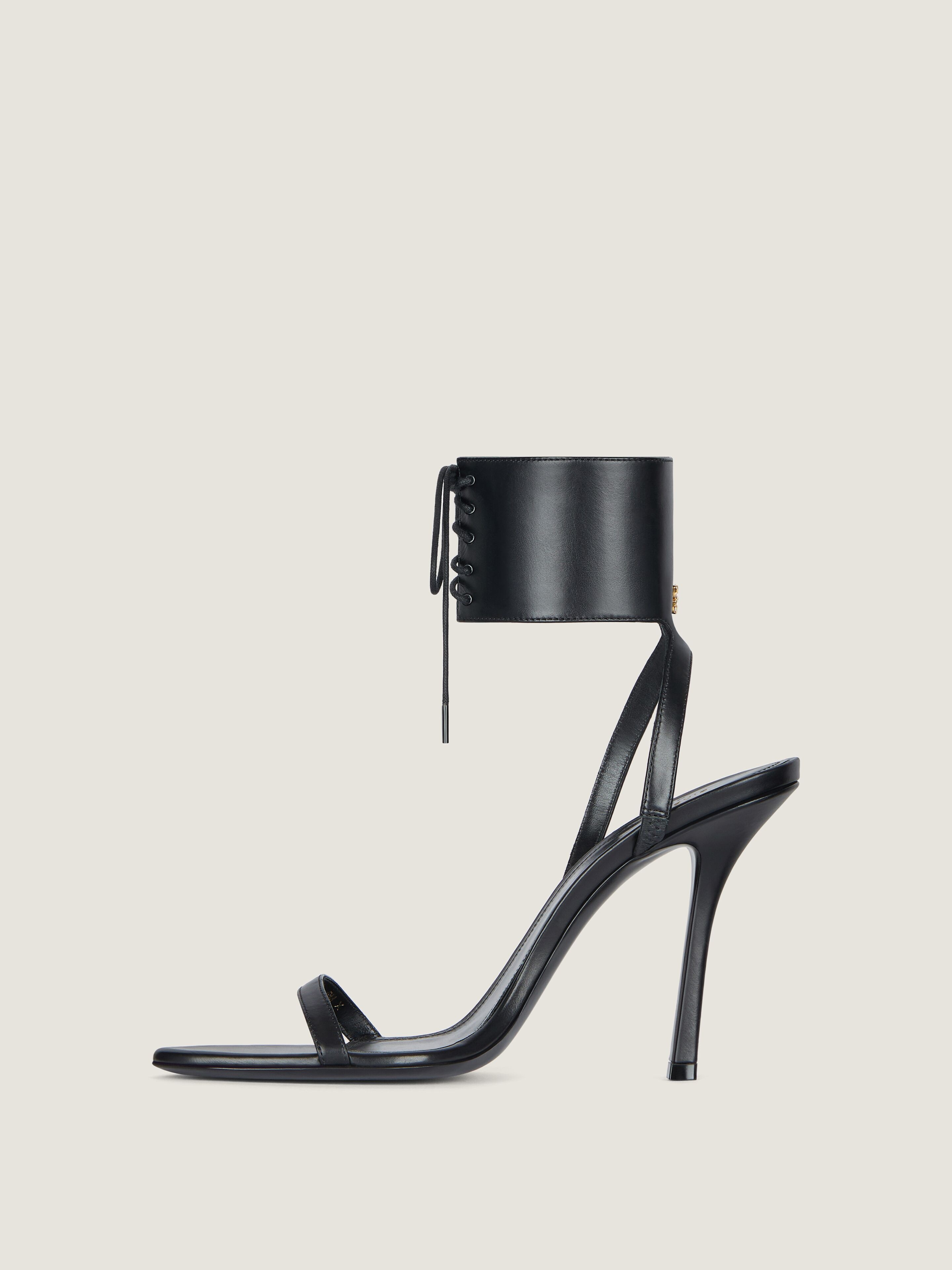 4G Liquid lace-up heeled sandals in leather in - black
