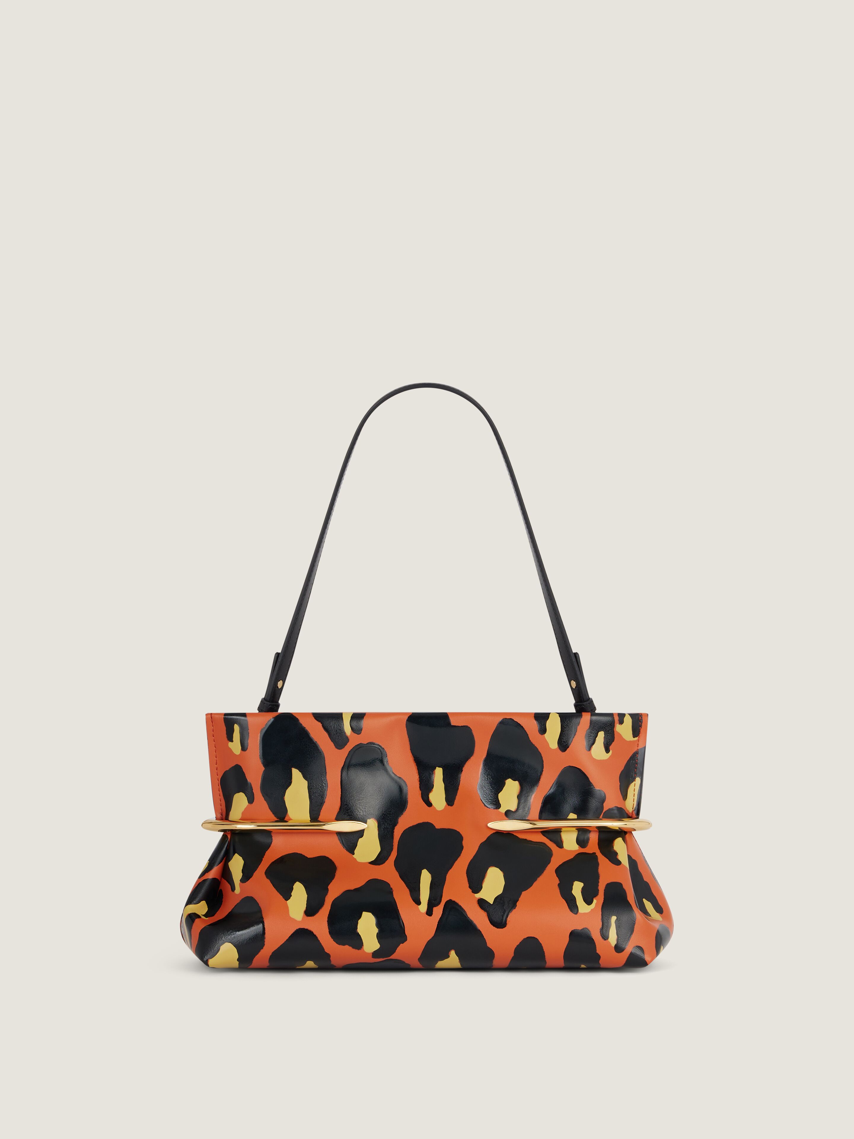 archive GIVENCHY レザー メッセンジャーバッグ y2k 希少 Pinch Soft clutch in nappa leather with leopard print in - black