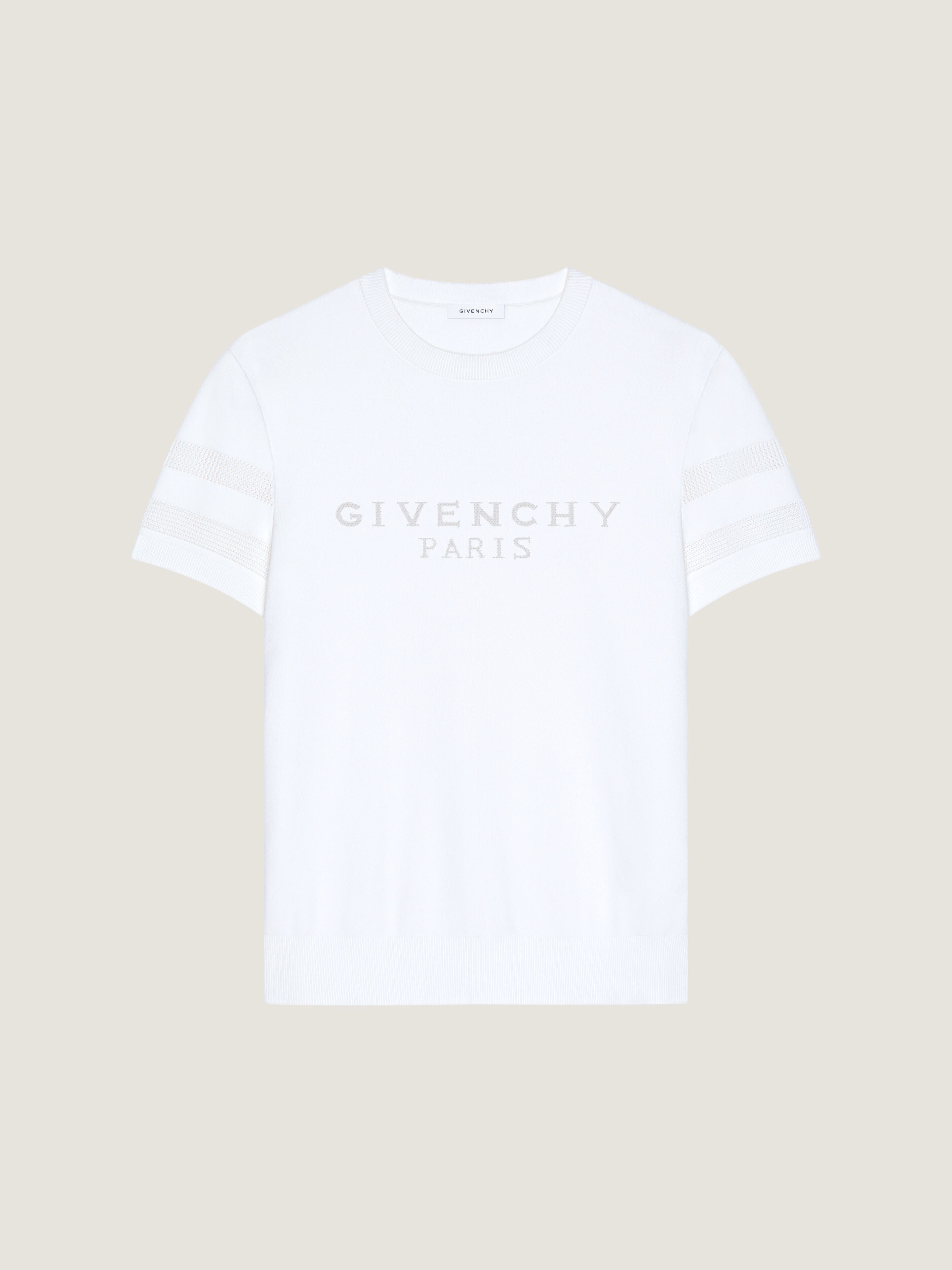T-shirt in cotton knit with GIVENCHY Paris jacquard in - white