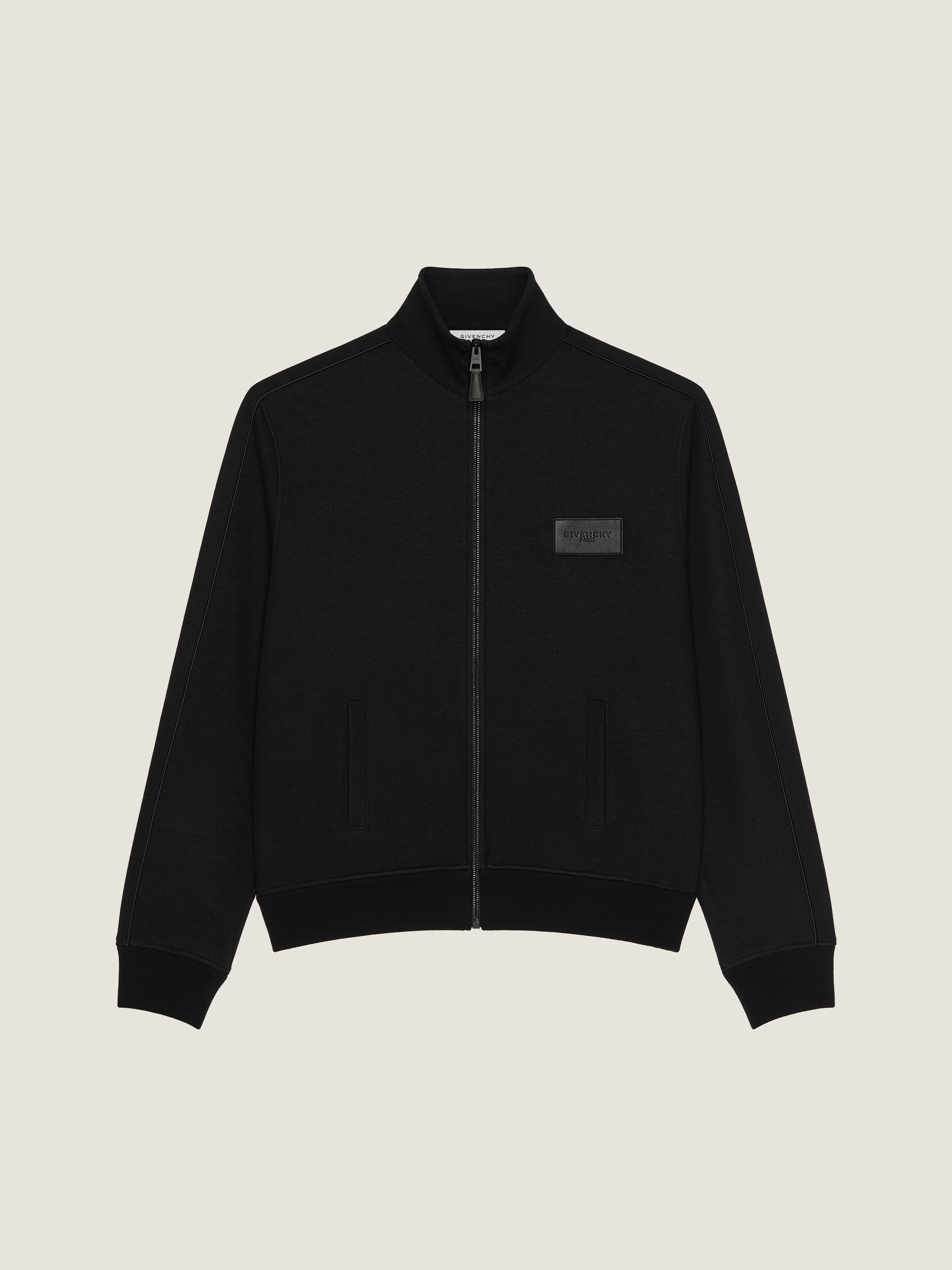 Givenchy Zipped Sweatshirt In Wool With  Paris Patch In Black