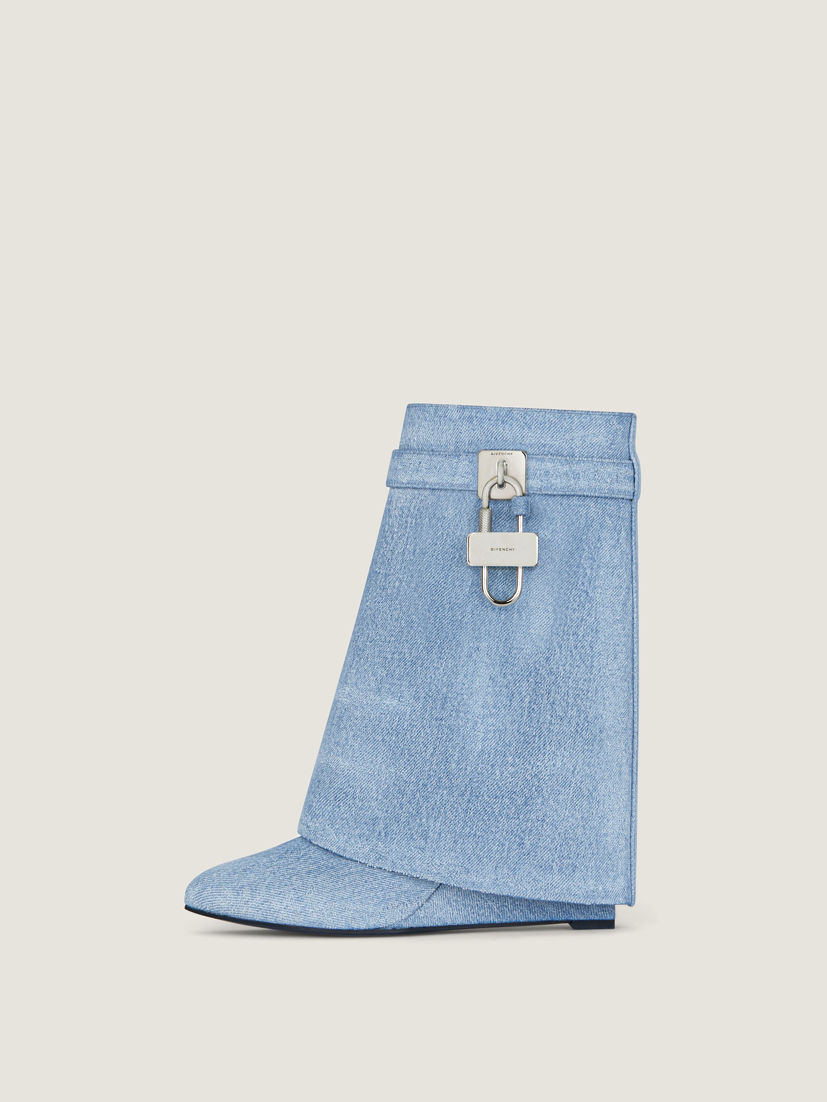 Shark Lock ankle boots in washed denim | Givenchy CA | Givenchy