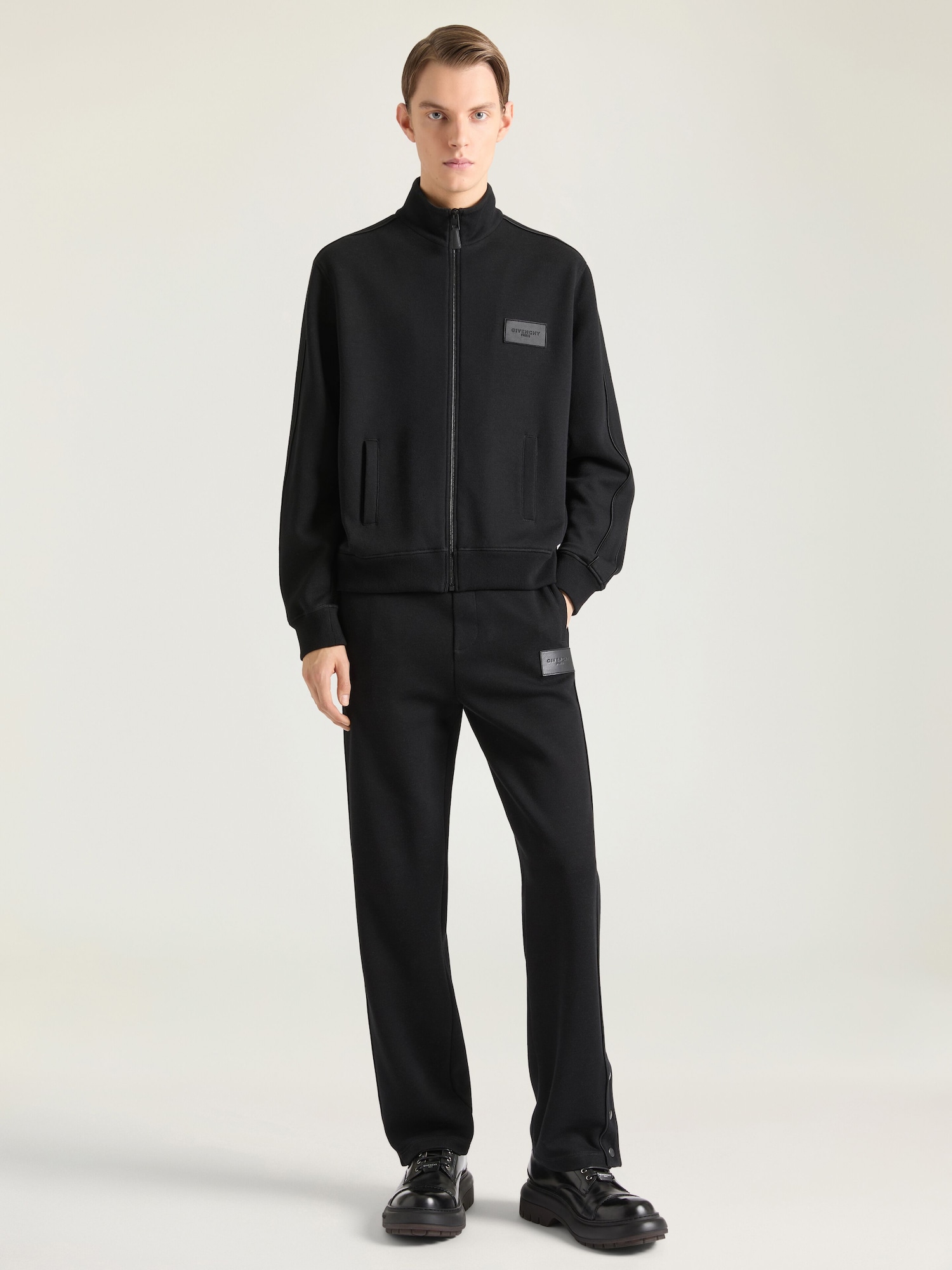 GIVENCHY Givenchy Parisグログラン ウール ジップ スウェットシャツ