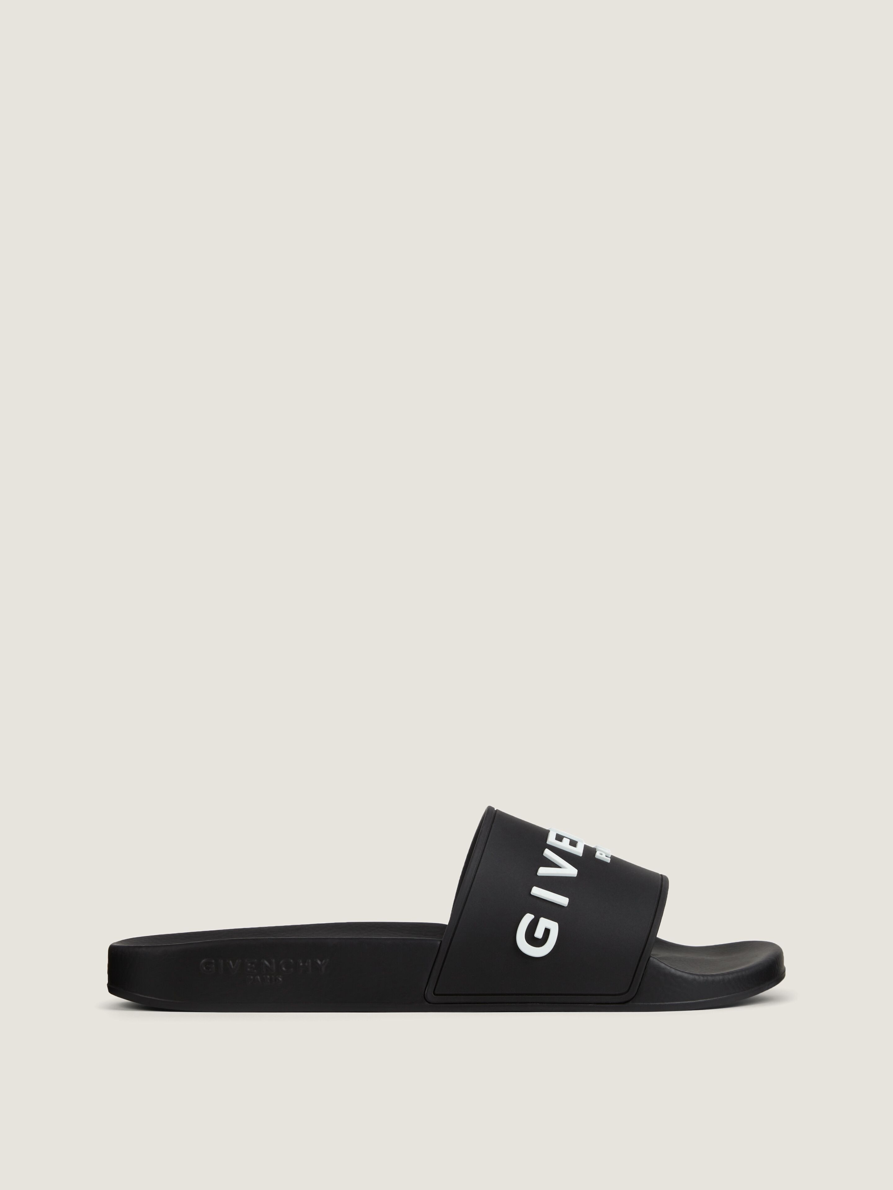 ブランドロゴ フラット サンダル ラバー - ブラック | GIVENCHY JP