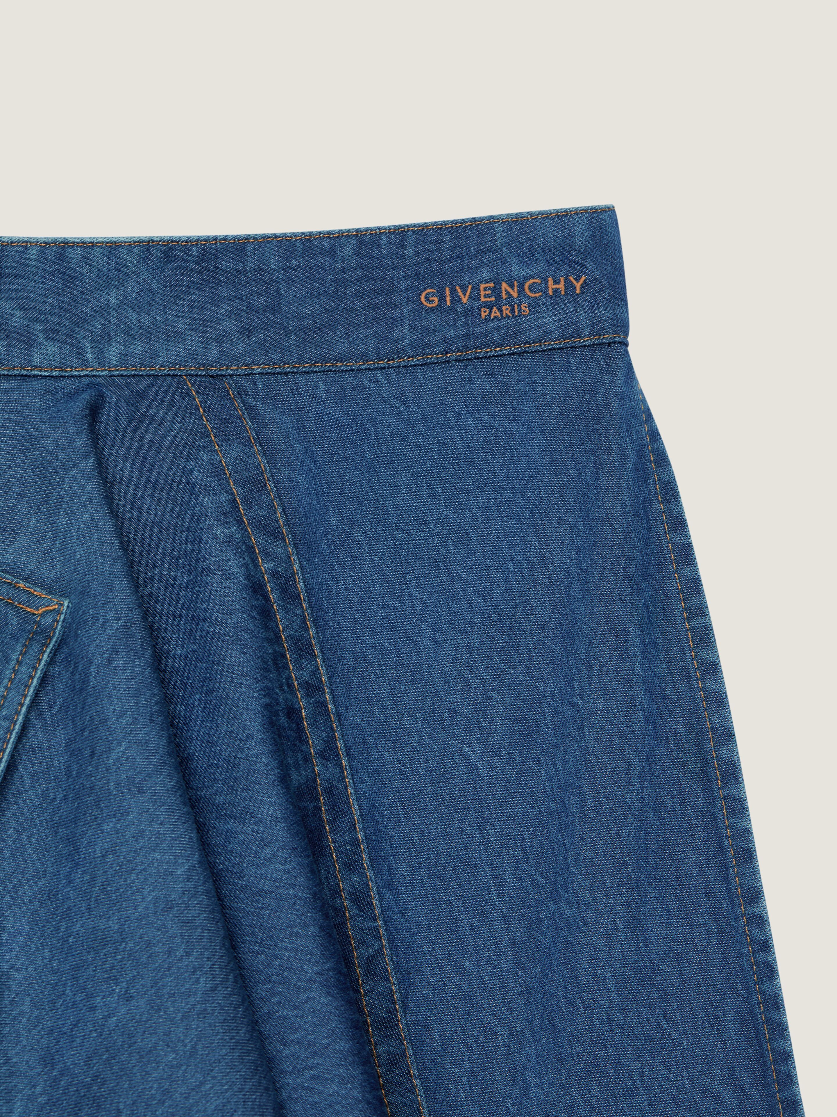 ミディアムブルー デニム ロング アシンメトリースカート | Givenchy