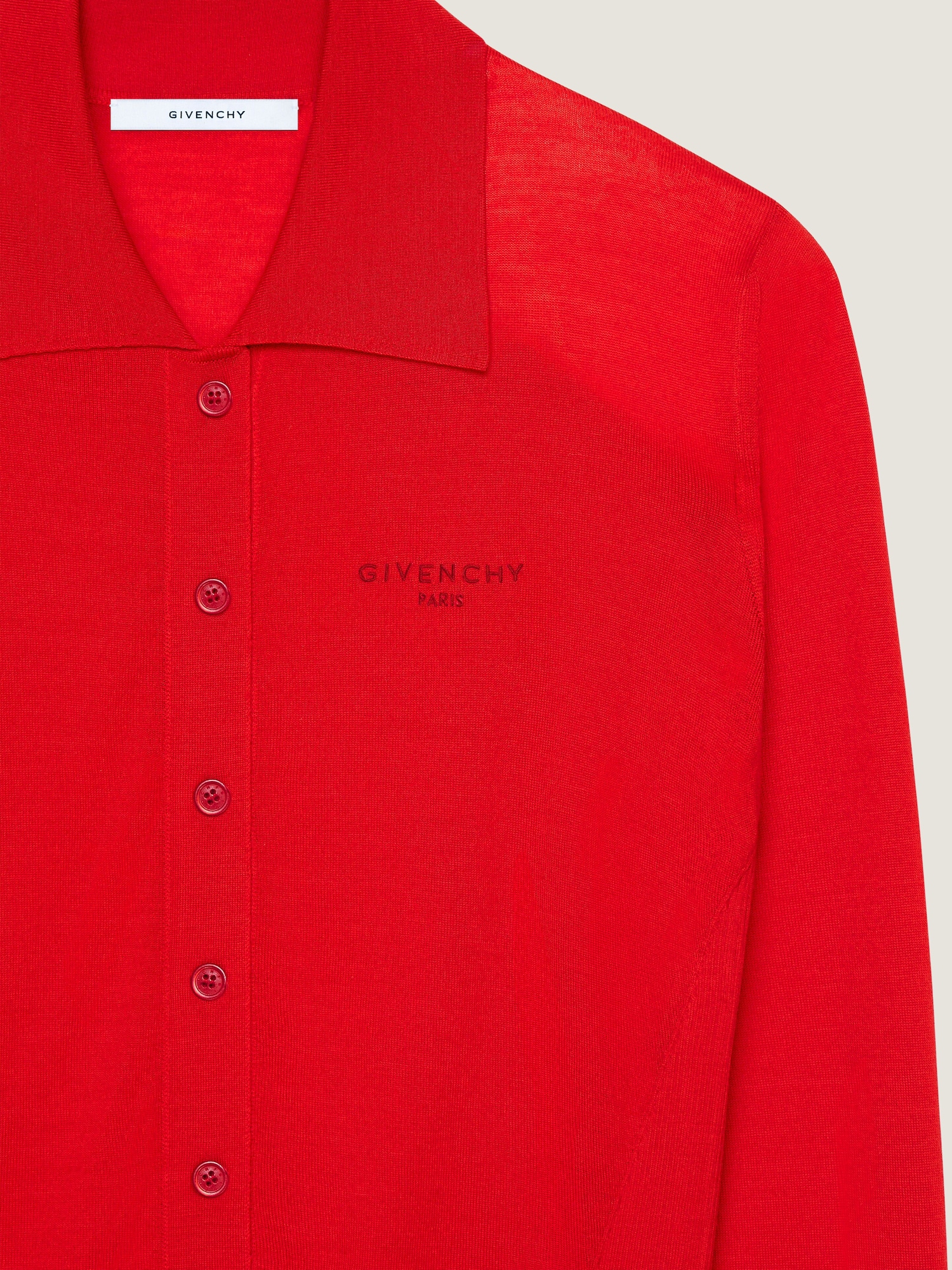 Polo cardigan in second skin effect knit in - poppy red 