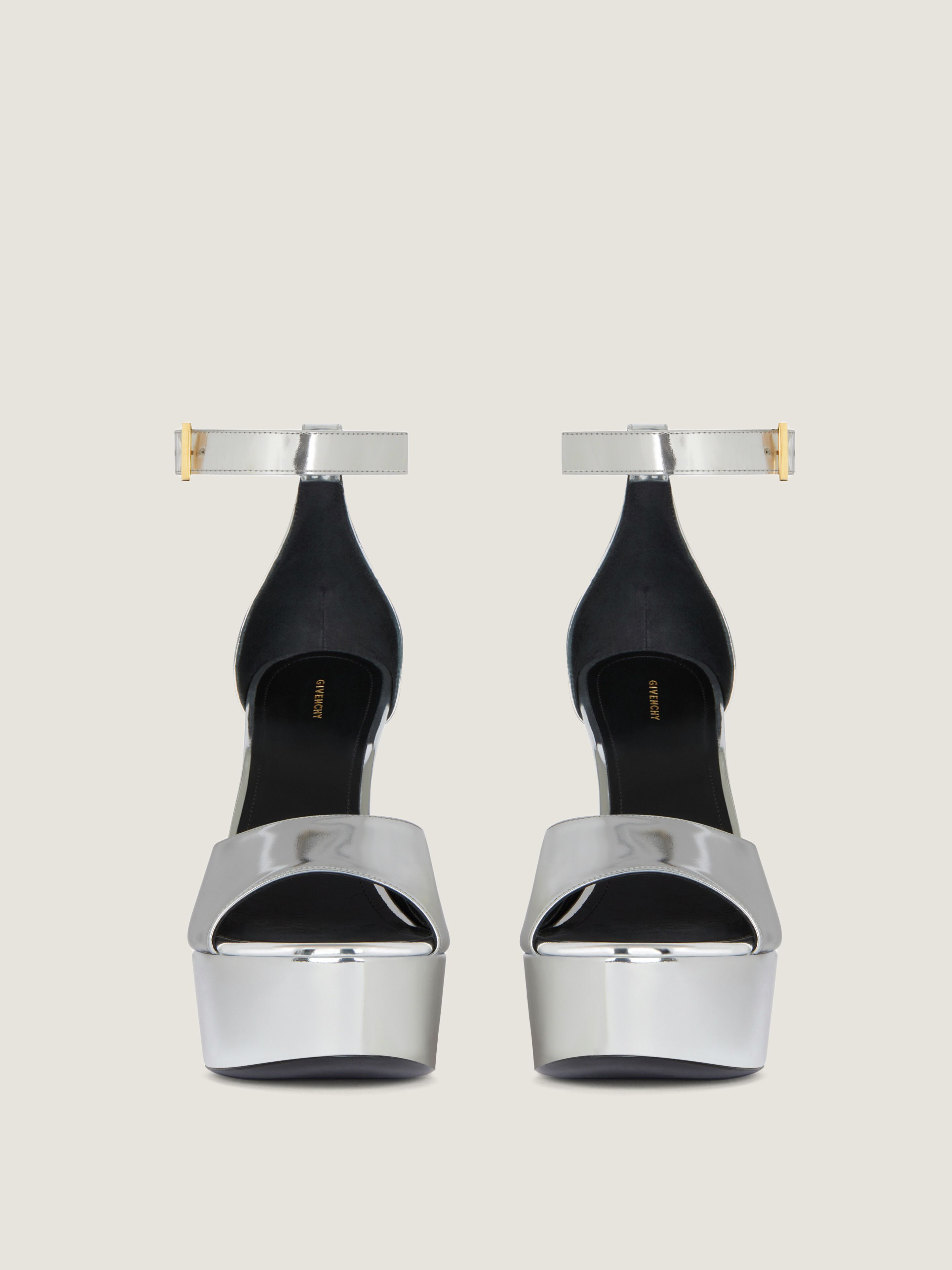 4G Liquid platform sandals in patent leather in - silvery