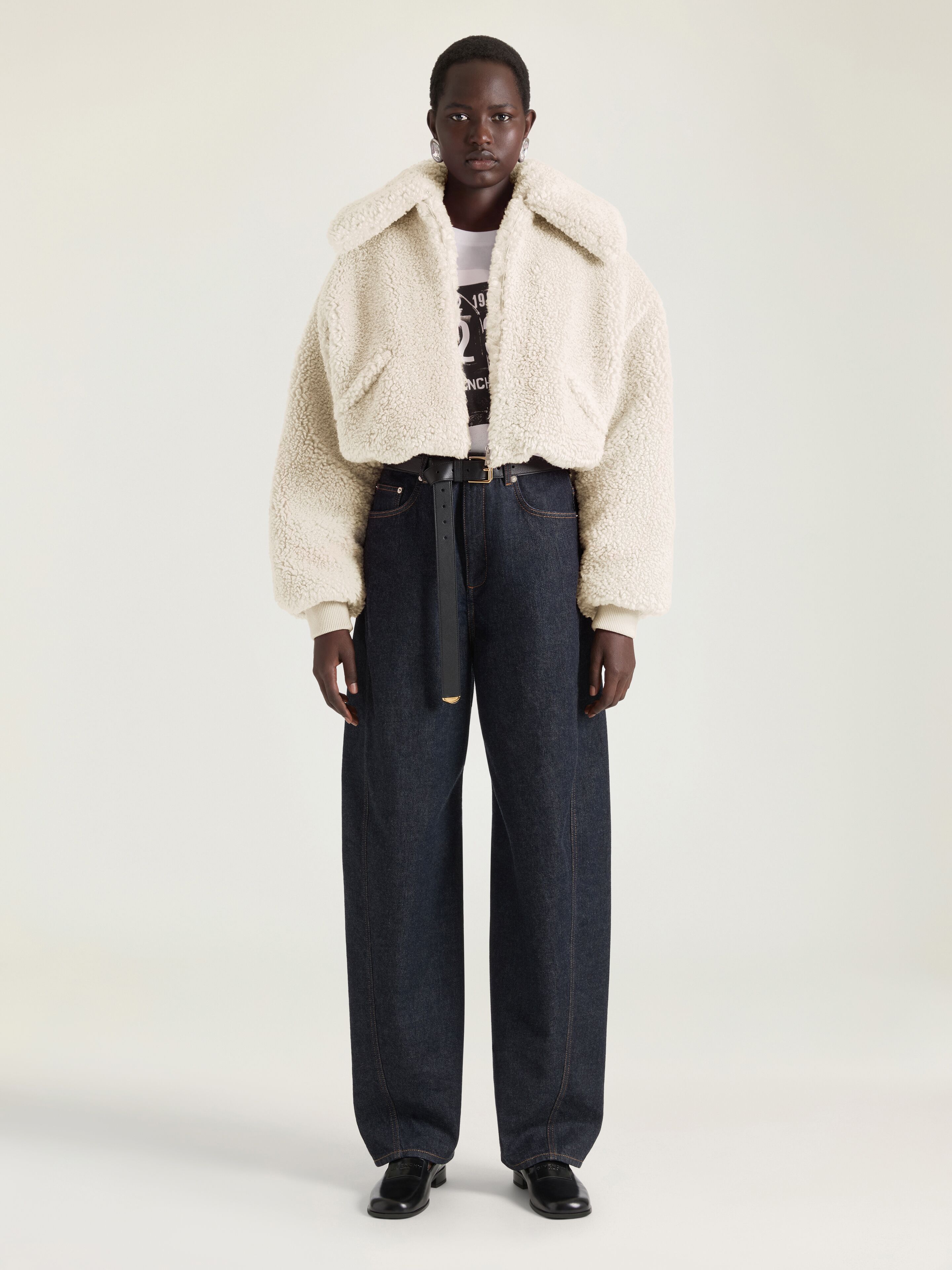 ジャケット・アウター givenchy archive short jacket Cropped blouson in shearling effect in - natural - BW00UQ31B3-101