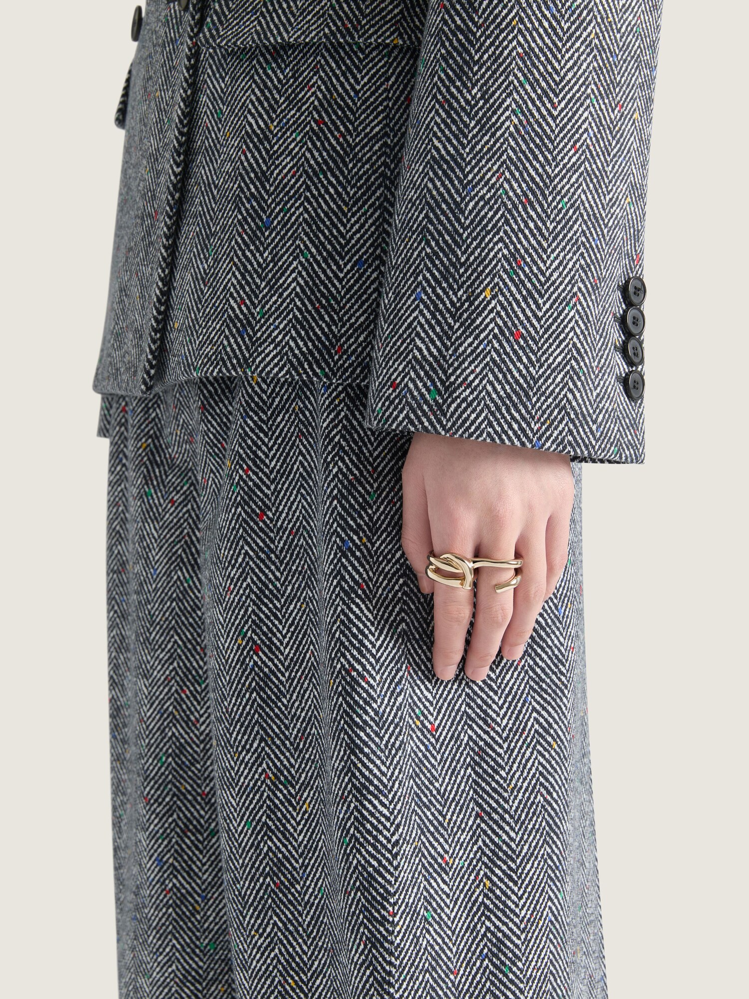 Chain Link double fingers in metal in - pale golden - BF30LMF003 