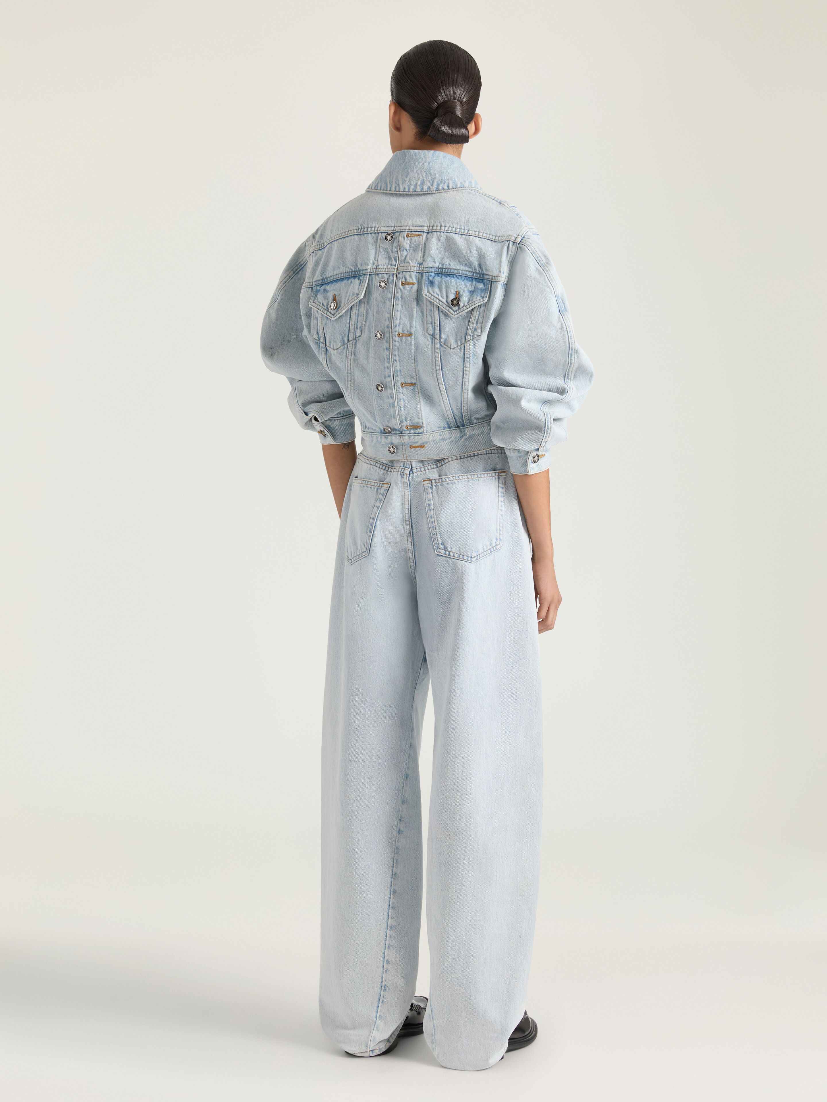 Back-to-front Cocoon jacket in light blue denim in - light blue