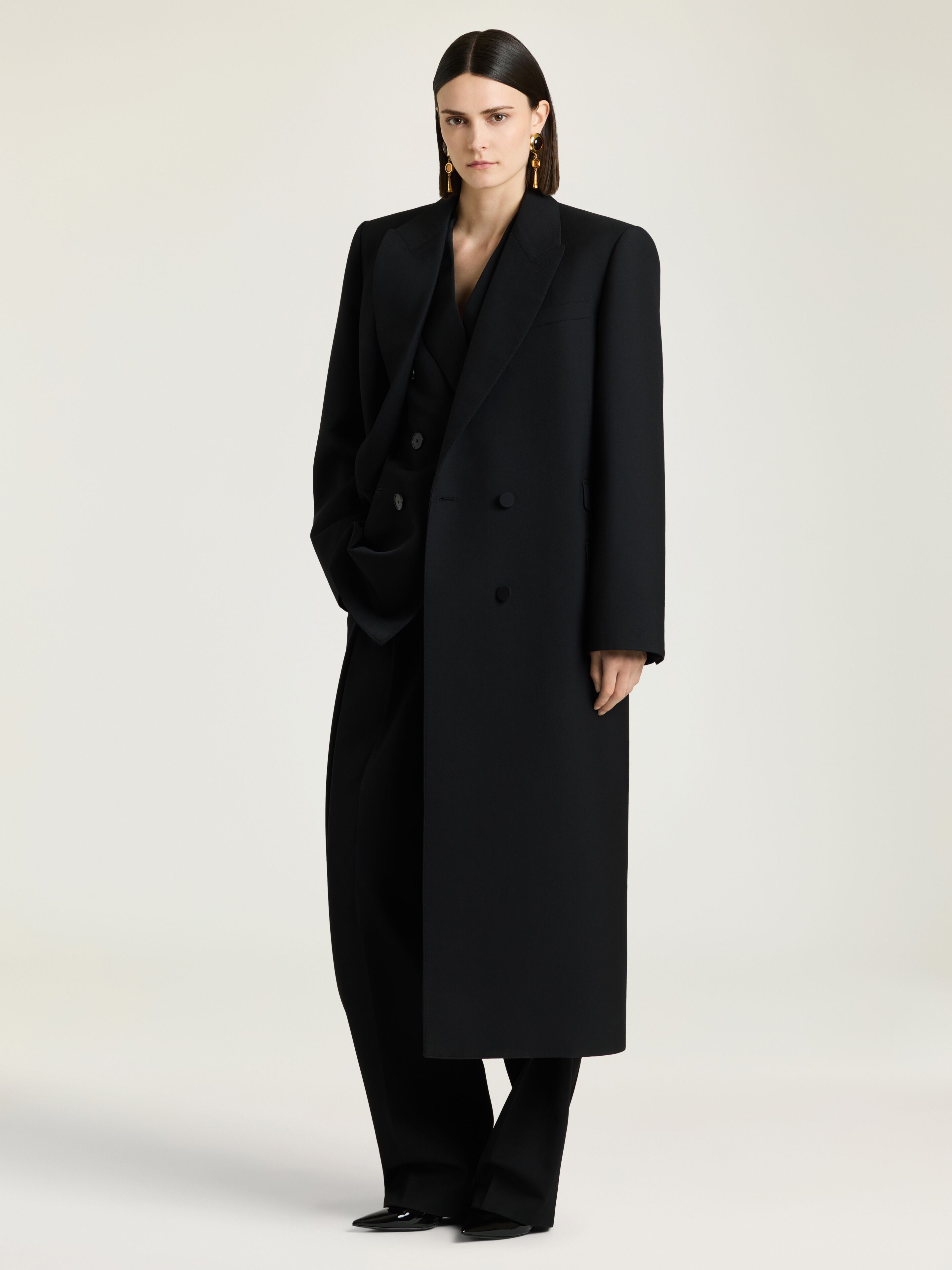 Long tailored coat in wool in - black - BWC0GK16ZP-001 | Givenchy DE