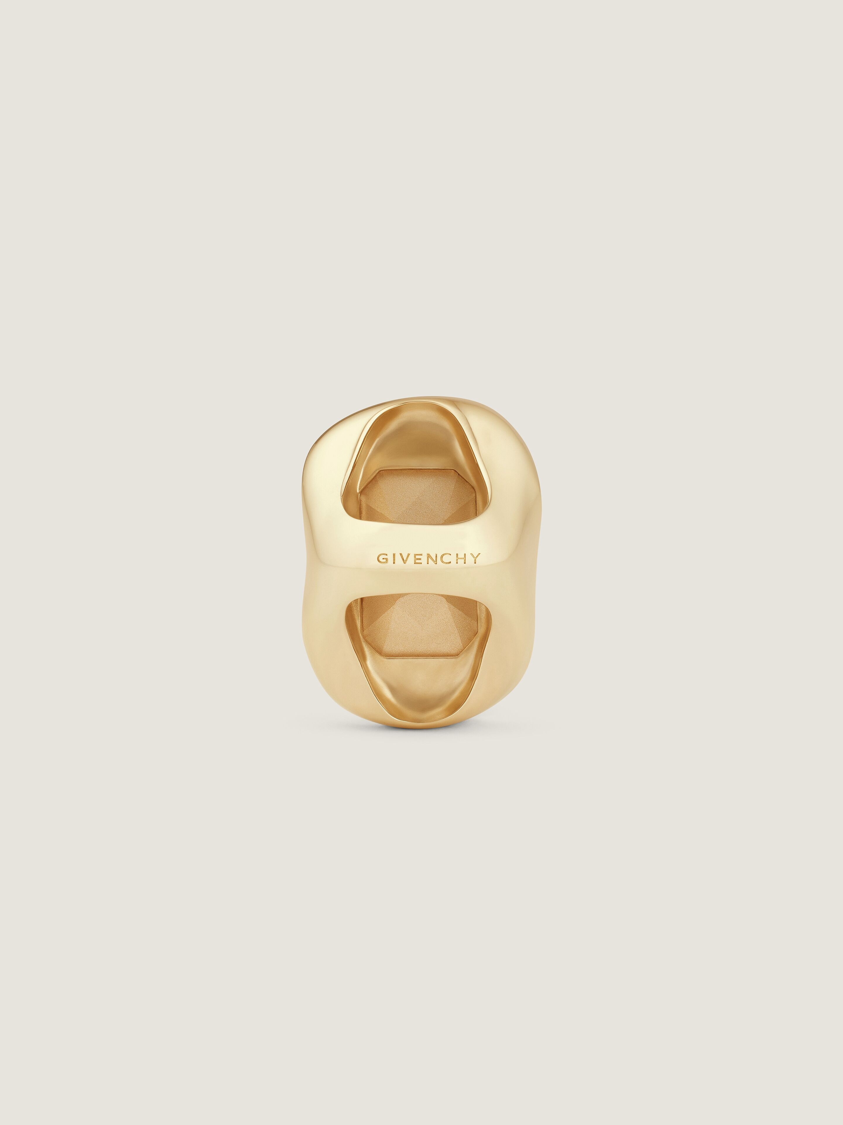 Sculptural Crystal ring in metal and crystal in - brown/golden